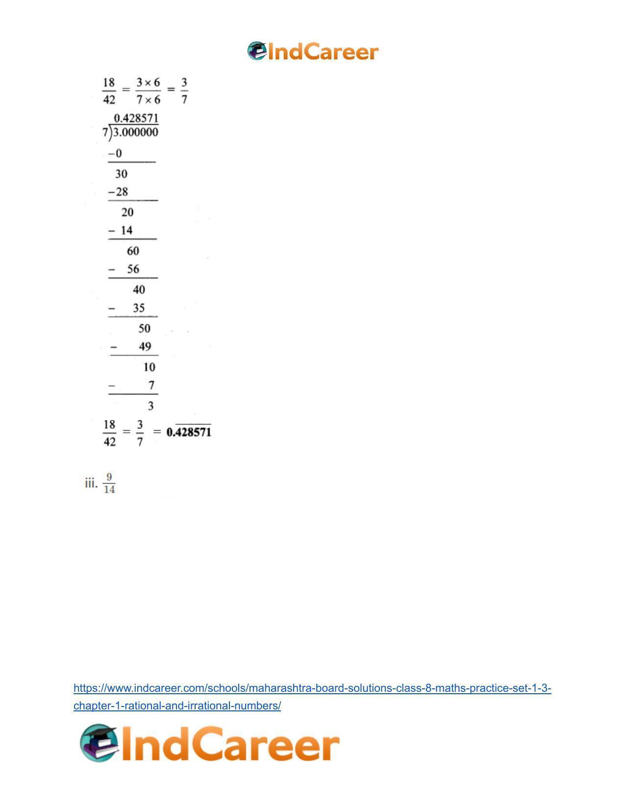 Maharashtra Board Solutions Class 8-Maths (Practice Set 1.3): Chapter 1- Rational and Irrational Numbers - Page 4