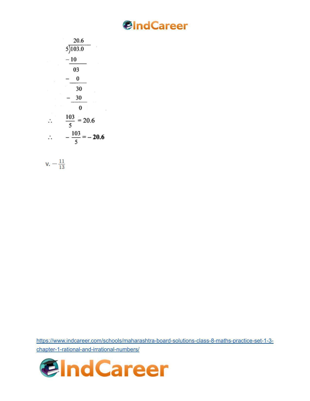 Maharashtra Board Solutions Class 8-Maths (Practice Set 1.3): Chapter 1- Rational and Irrational Numbers - Page 6