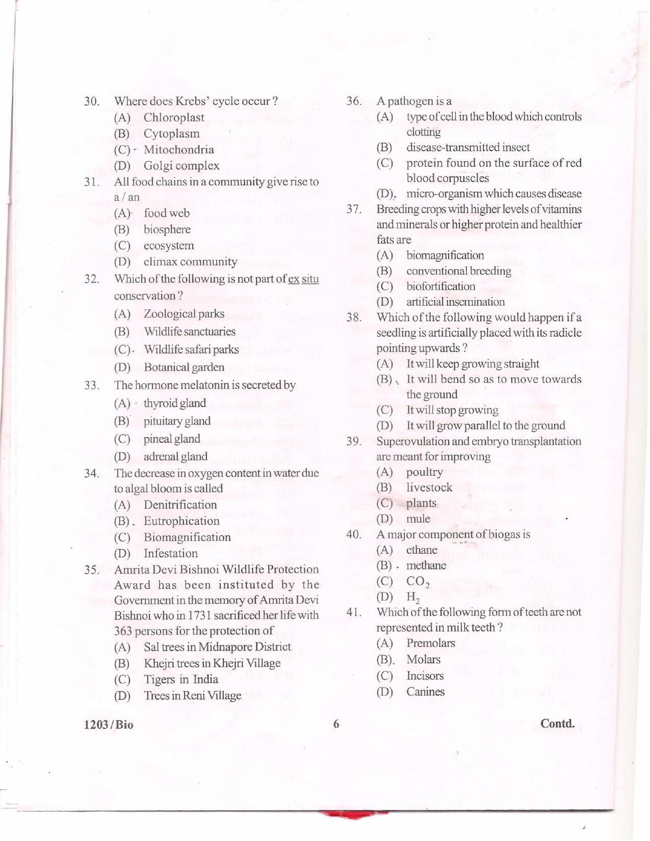 APJEE Biology 2012 Question Paper - Page 5