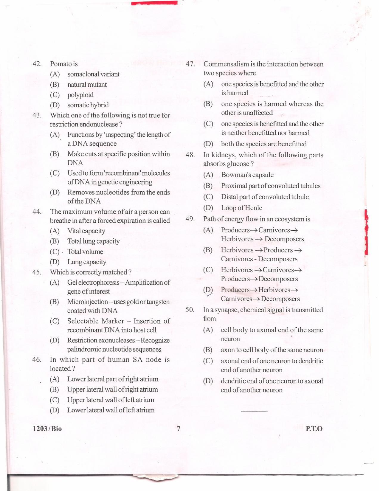 APJEE Biology 2012 Question Paper - Page 6