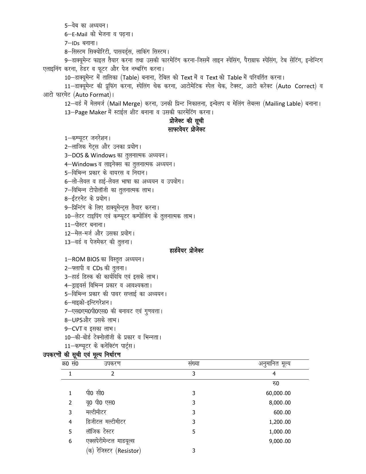 UP Board 11th Syllabus Trade 35 Computer Technical & Maintenance - Page 4