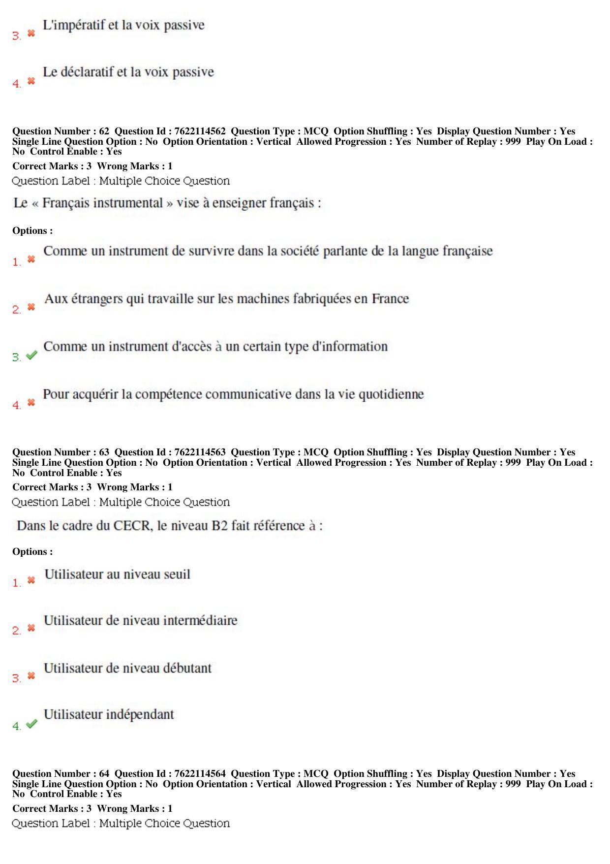 BHU RET French 2019 Question Paper - Page 30