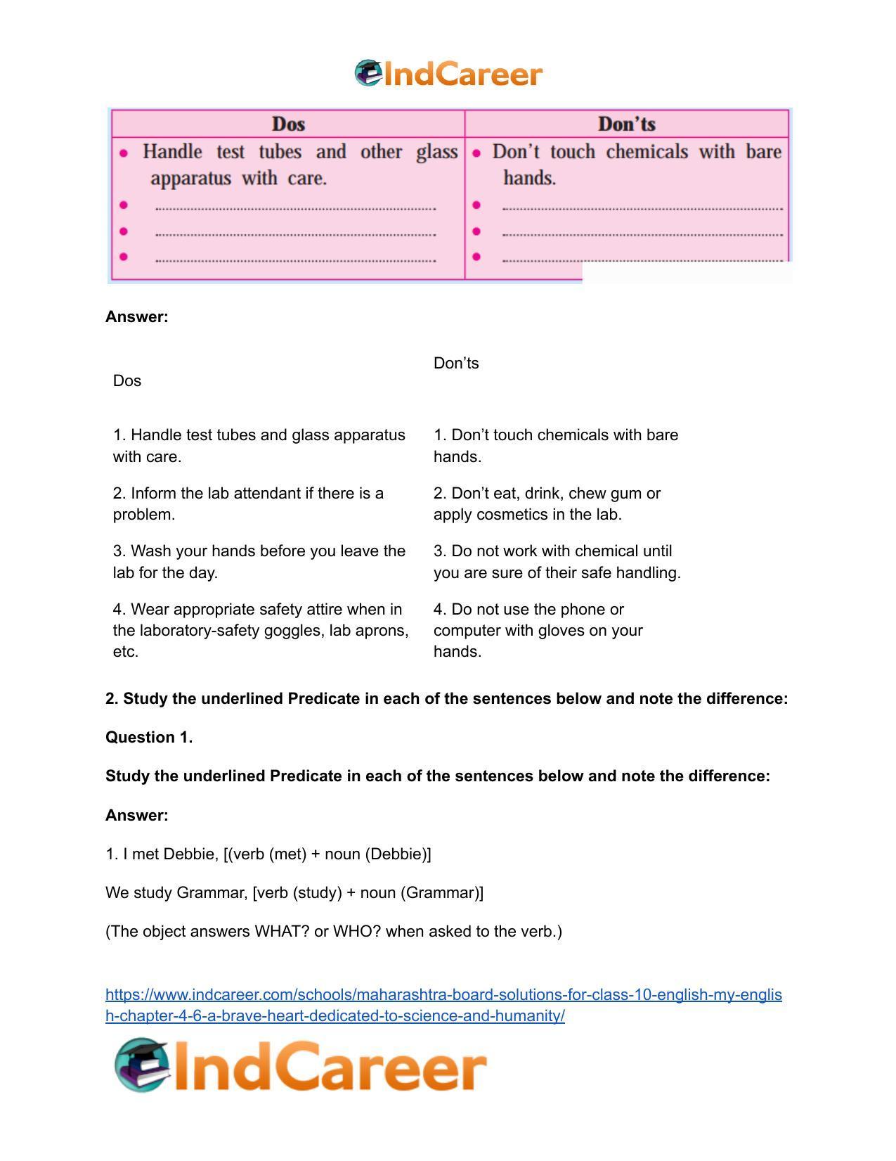 Maharashtra Board Solutions for Class 10- English (My English): Chapter 4.6- A Brave Heart Dedicated to Science and Humanity - Page 4