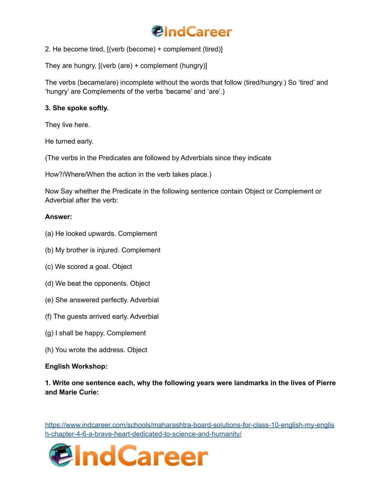 Maharashtra Board Solutions for Class 10- English (My English): Chapter 4.6- A Brave Heart Dedicated to Science and Humanity - Page 5
