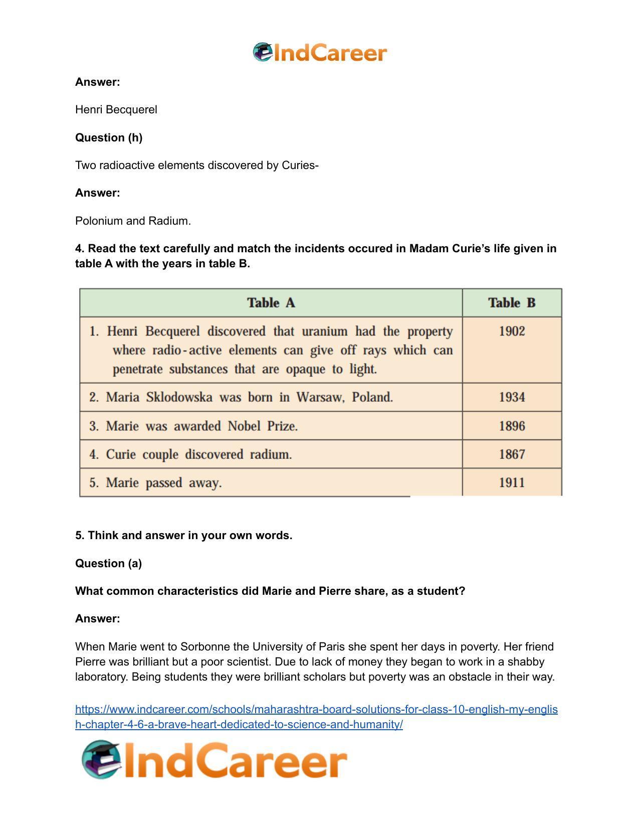 Maharashtra Board Solutions for Class 10- English (My English): Chapter 4.6- A Brave Heart Dedicated to Science and Humanity - Page 9
