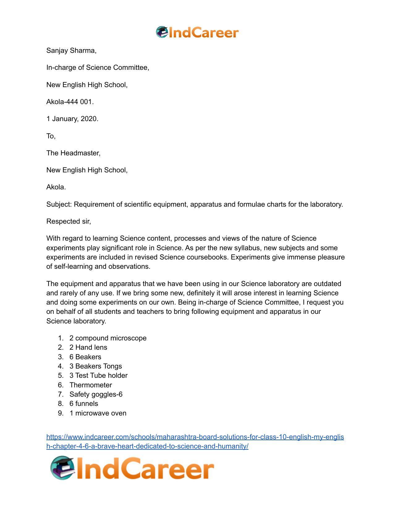 Maharashtra Board Solutions for Class 10- English (My English): Chapter 4.6- A Brave Heart Dedicated to Science and Humanity - Page 14