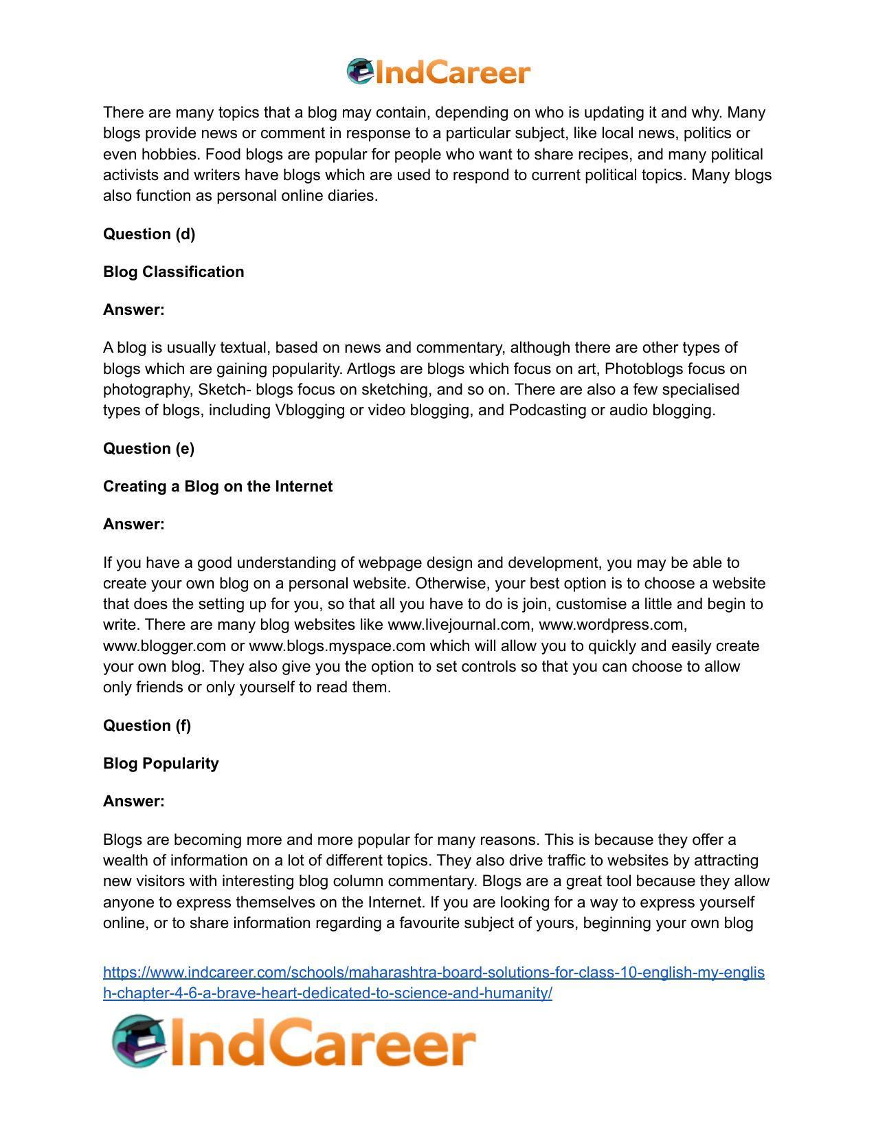 Maharashtra Board Solutions for Class 10- English (My English): Chapter 4.6- A Brave Heart Dedicated to Science and Humanity - Page 19