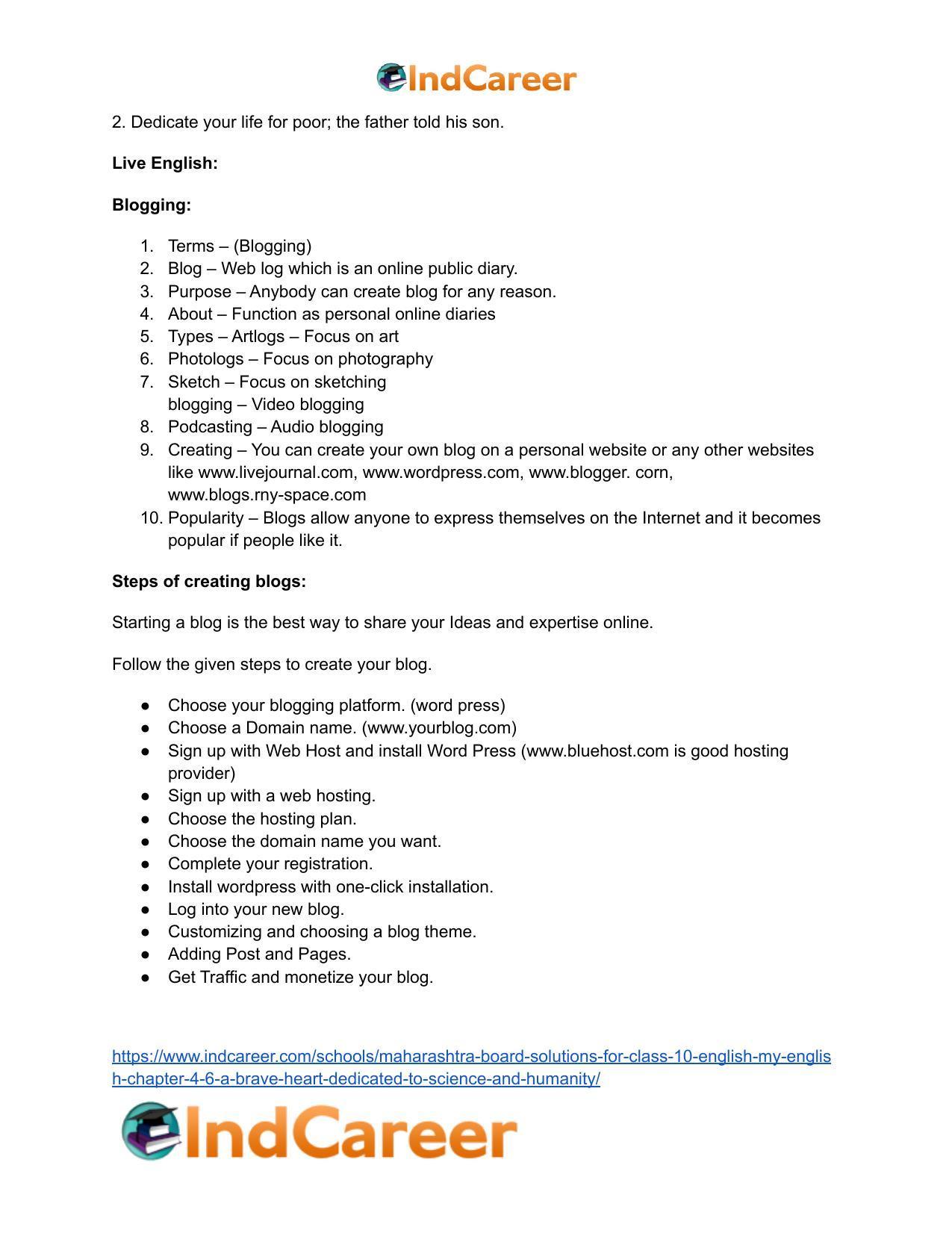 Maharashtra Board Solutions for Class 10- English (My English): Chapter 4.6- A Brave Heart Dedicated to Science and Humanity - Page 32