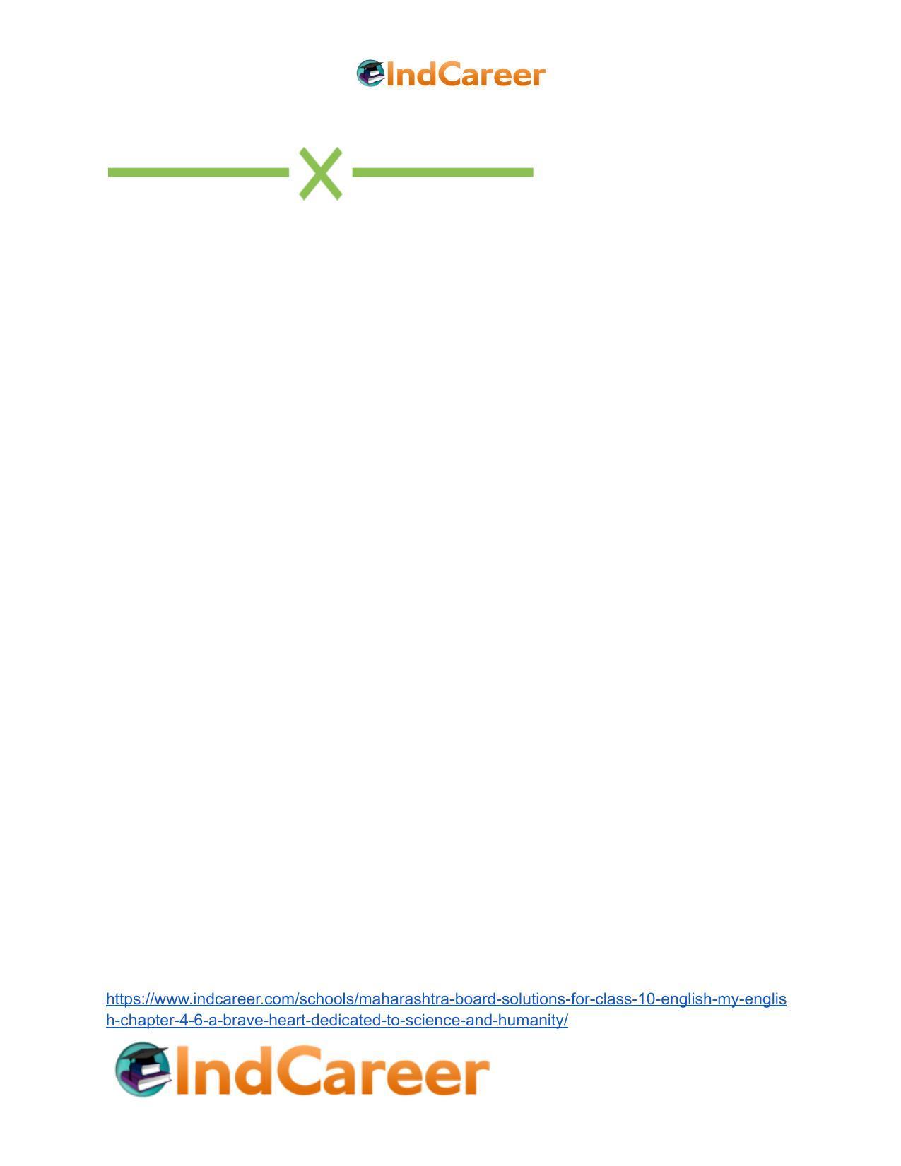 Maharashtra Board Solutions for Class 10- English (My English): Chapter 4.6- A Brave Heart Dedicated to Science and Humanity - Page 33