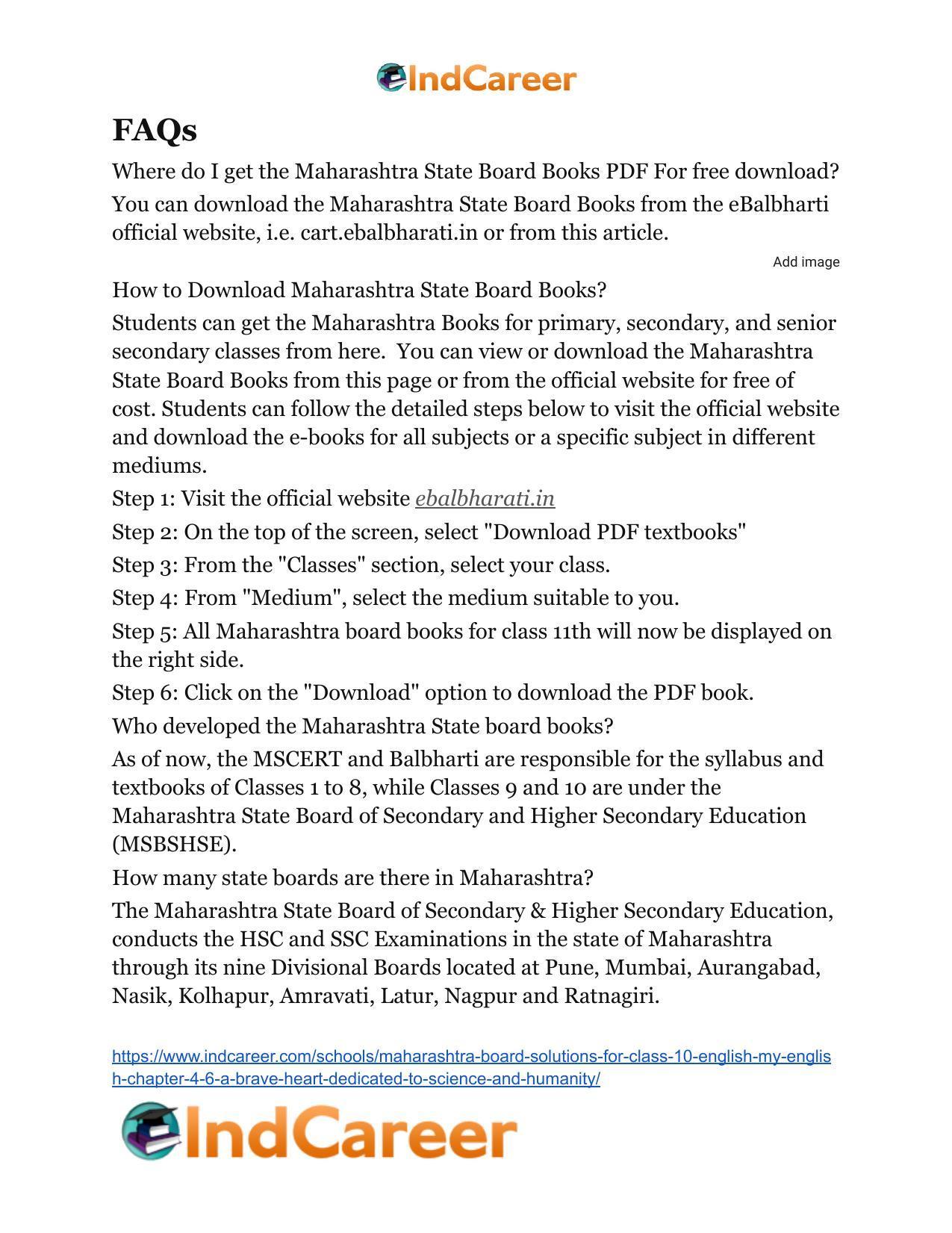 Maharashtra Board Solutions for Class 10- English (My English): Chapter 4.6- A Brave Heart Dedicated to Science and Humanity - Page 36