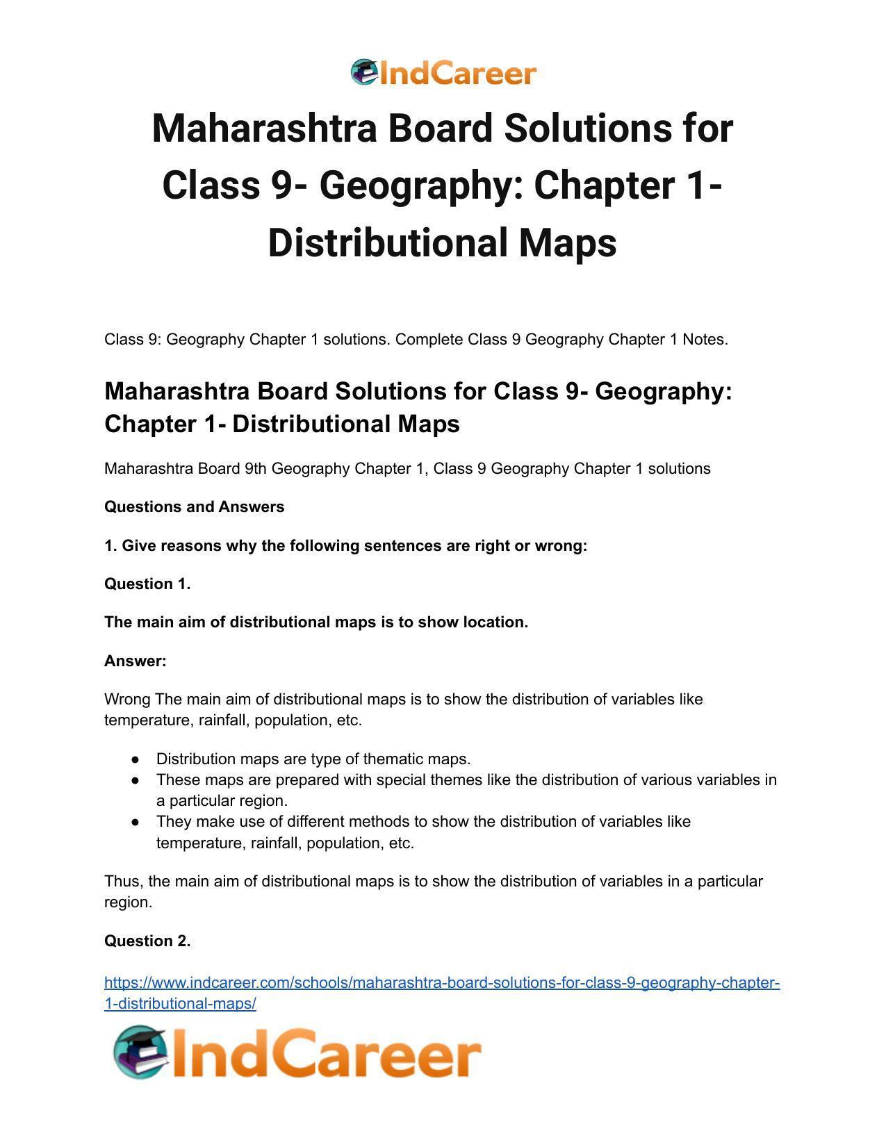 Maharashtra Board Solutions for Class 9- Geography: Chapter 1- Distributional Maps - Page 2