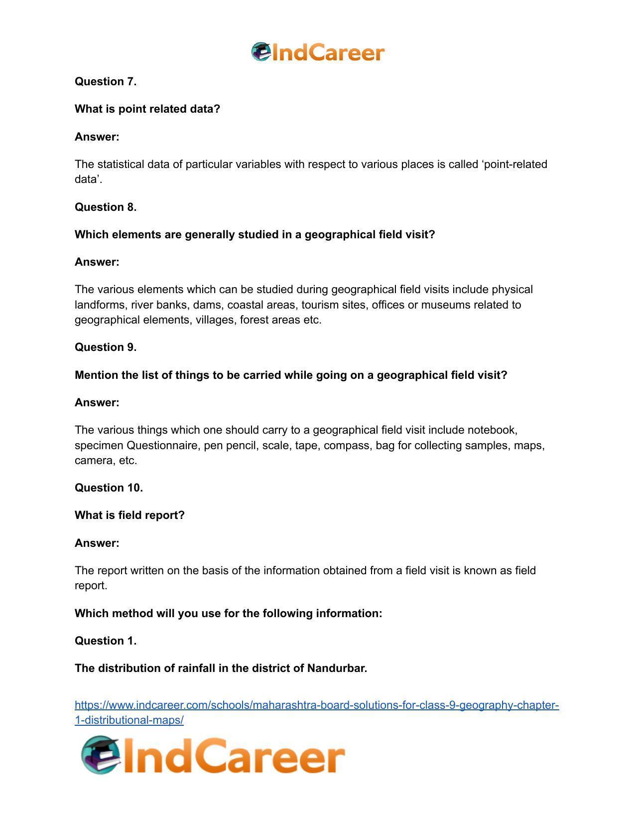 Maharashtra Board Solutions for Class 9- Geography: Chapter 1- Distributional Maps - Page 27