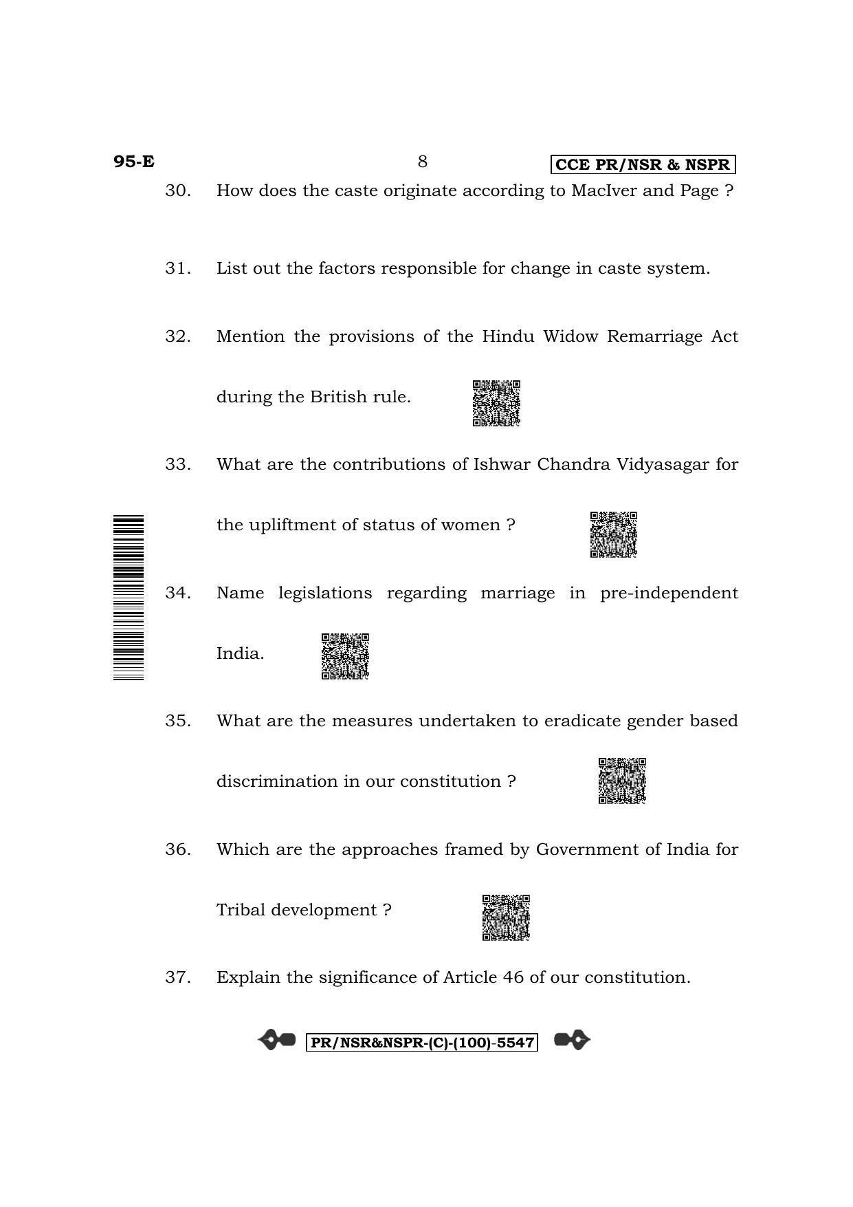 Karnataka SSLC Sociology-English Medium (Supplementary) Question Paper 2022 (C Version) - Page 8