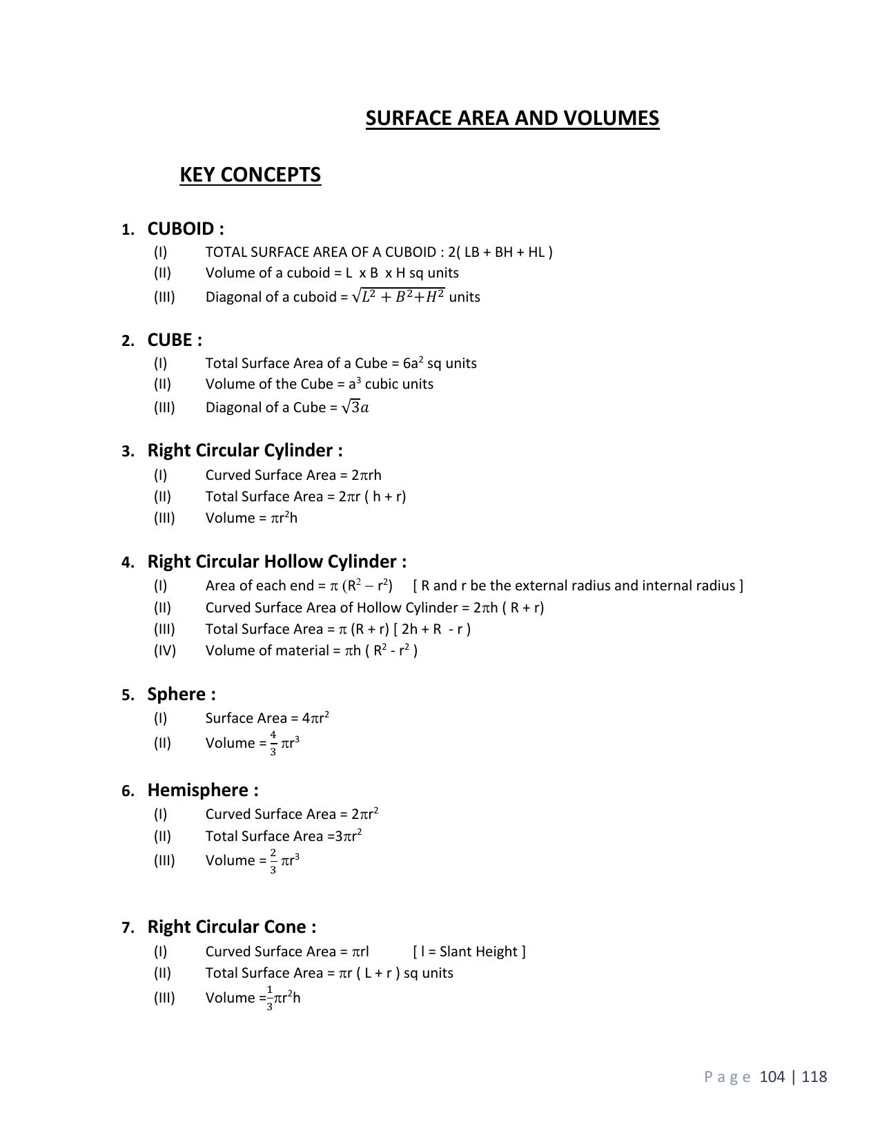 CBSE Worksheets for Class 10 Maths Surface Area and Volume Assignment 2 - Page 1