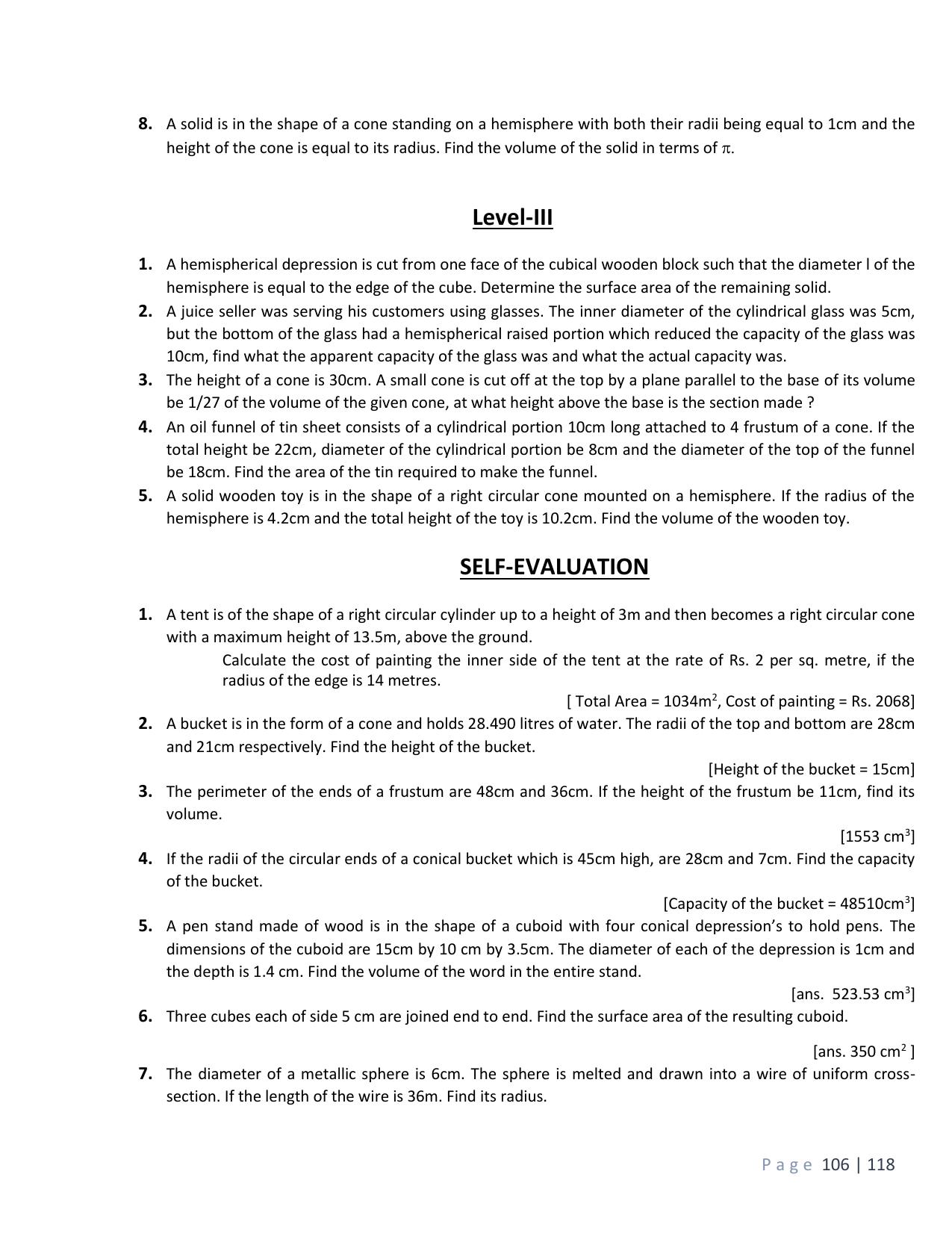 CBSE Worksheets for Class 10 Maths Surface Area and Volume Assignment 2 - Page 3