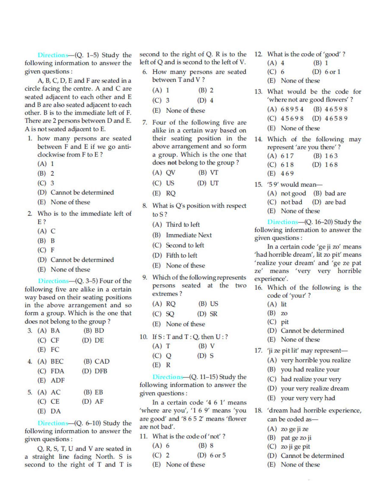SCERT Assam Reasoning D.El.Ed PET Model Paper - Page 1
