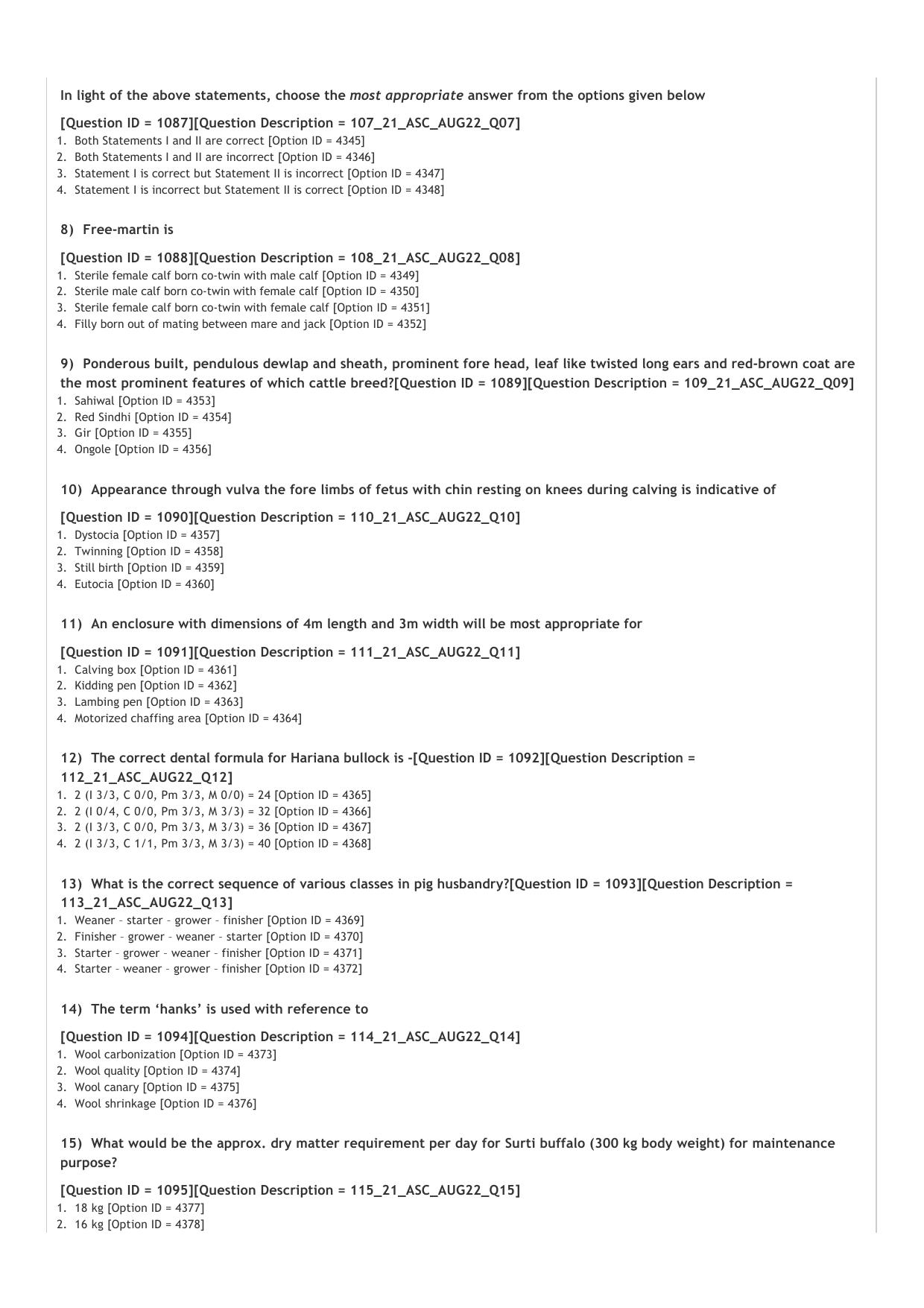 ICAR AIEEA PG 2022 ANIMAL SCIENCES Question Paper - Page 2