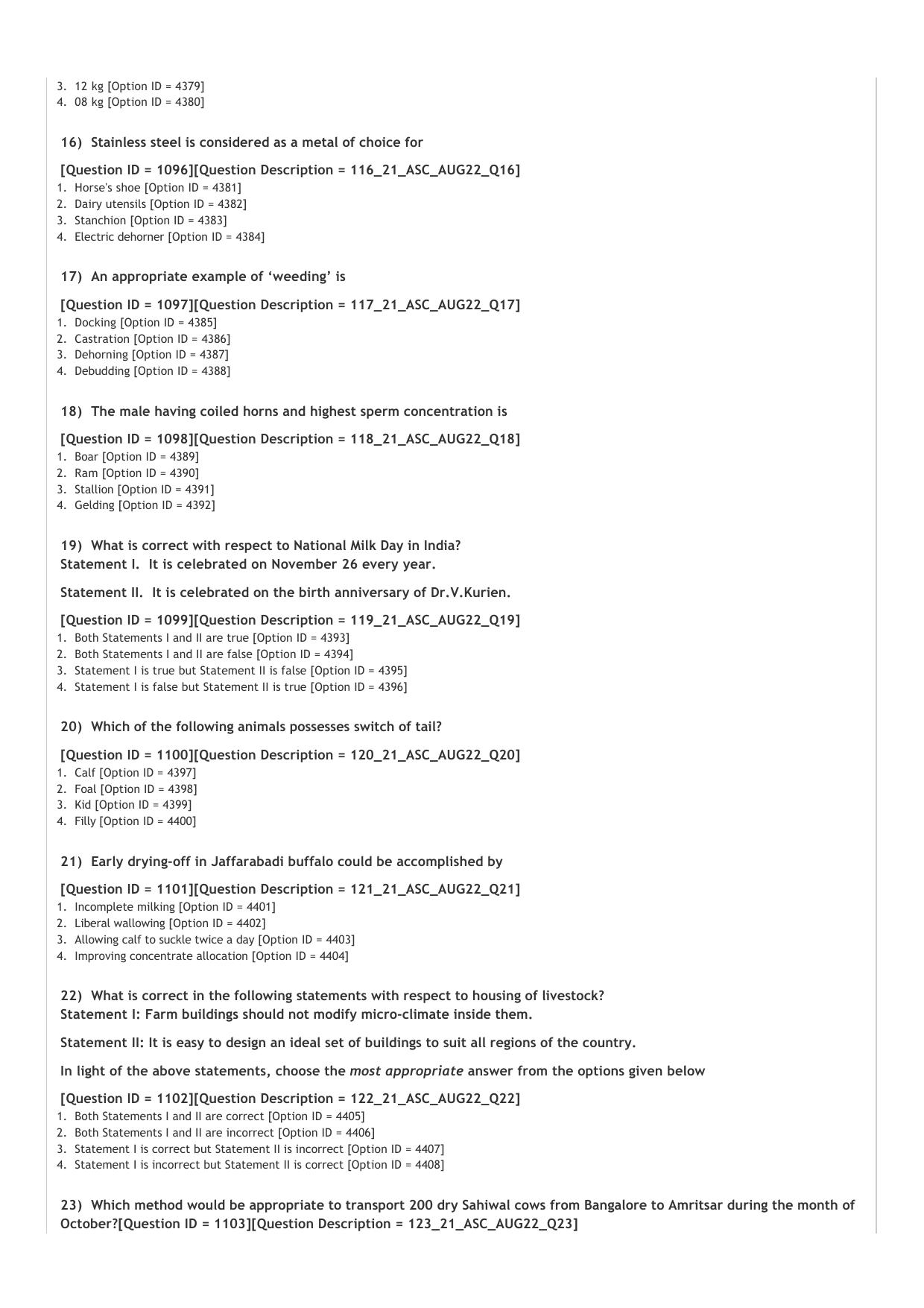 ICAR AIEEA PG 2022 ANIMAL SCIENCES Question Paper - Page 3