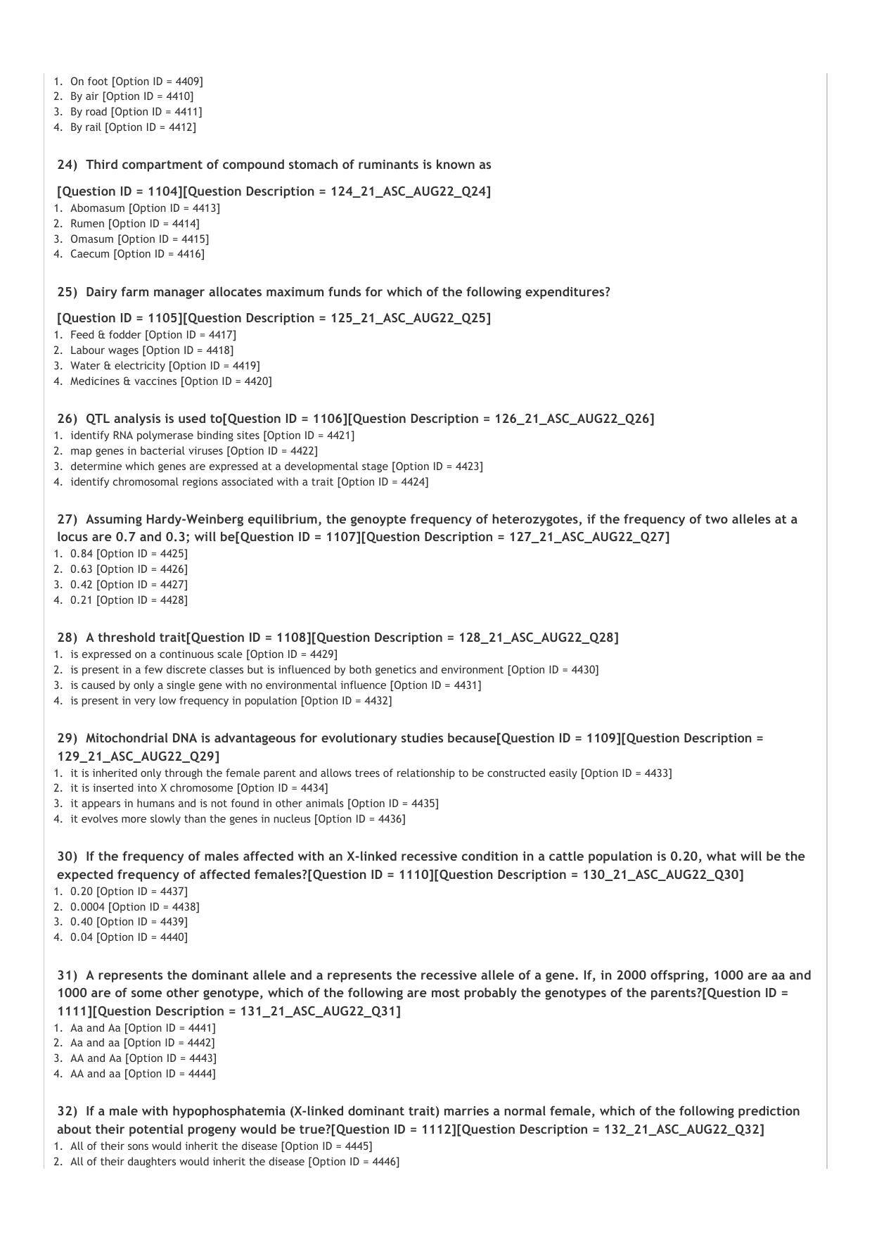 ICAR AIEEA PG 2022 ANIMAL SCIENCES Question Paper - Page 4