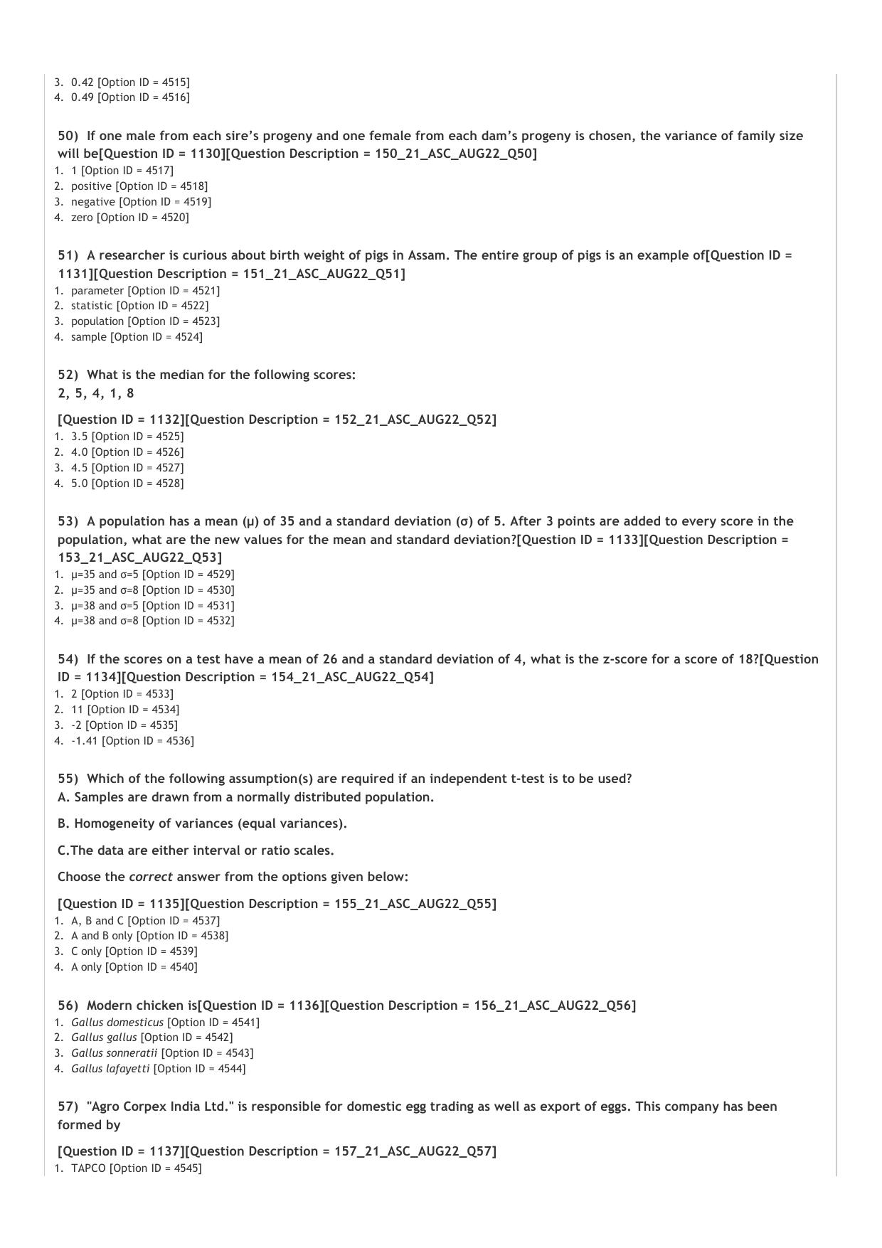 ICAR AIEEA PG 2022 ANIMAL SCIENCES Question Paper - Page 7