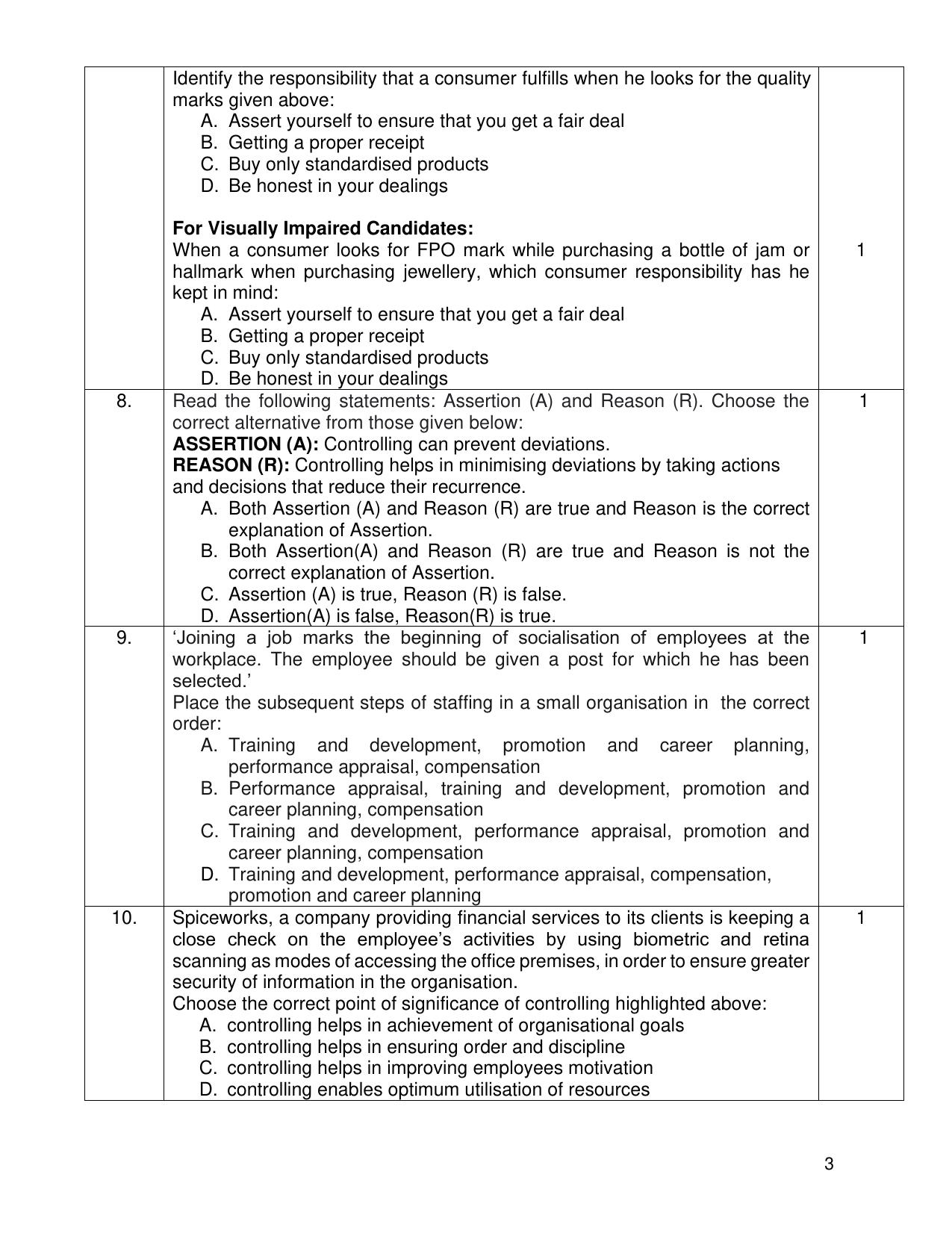 CBSE Class 12 Business Studies Sample Question Paper 2024-25 - Page 3