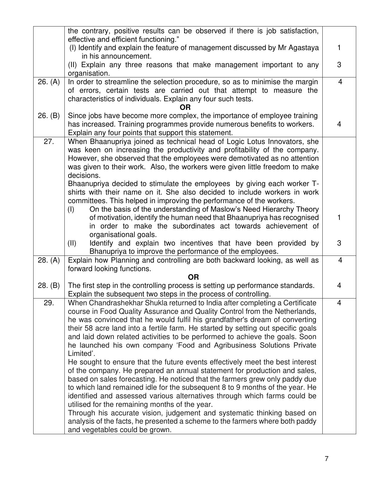 CBSE Class 12 Business Studies Sample Question Paper 2024-25 - Page 7