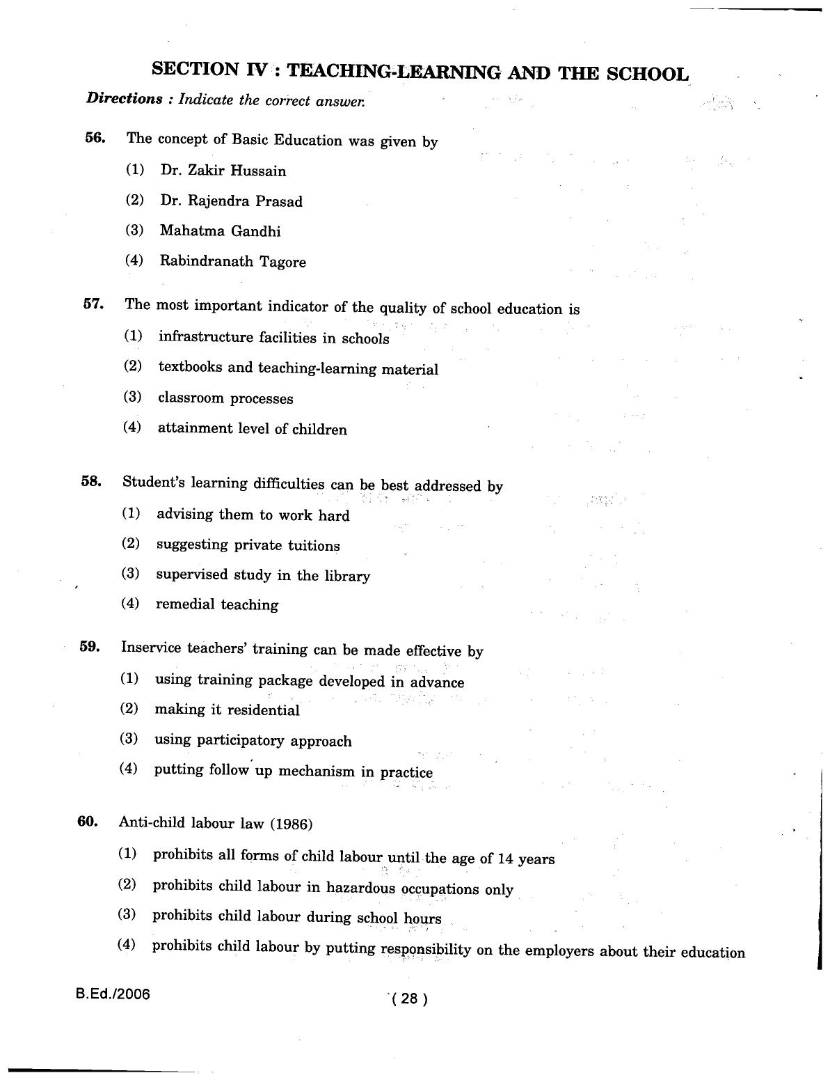 IGNOU B.Ed 2006 Question Paper - Page 28