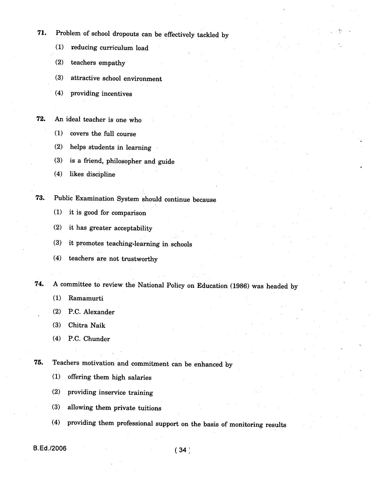 IGNOU B.Ed 2006 Question Paper - Page 34