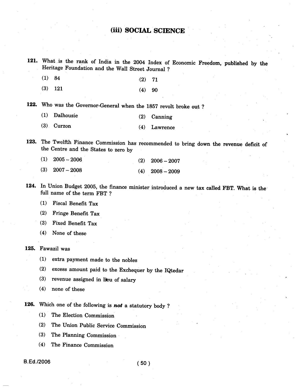 IGNOU B.Ed 2006 Question Paper - Page 50