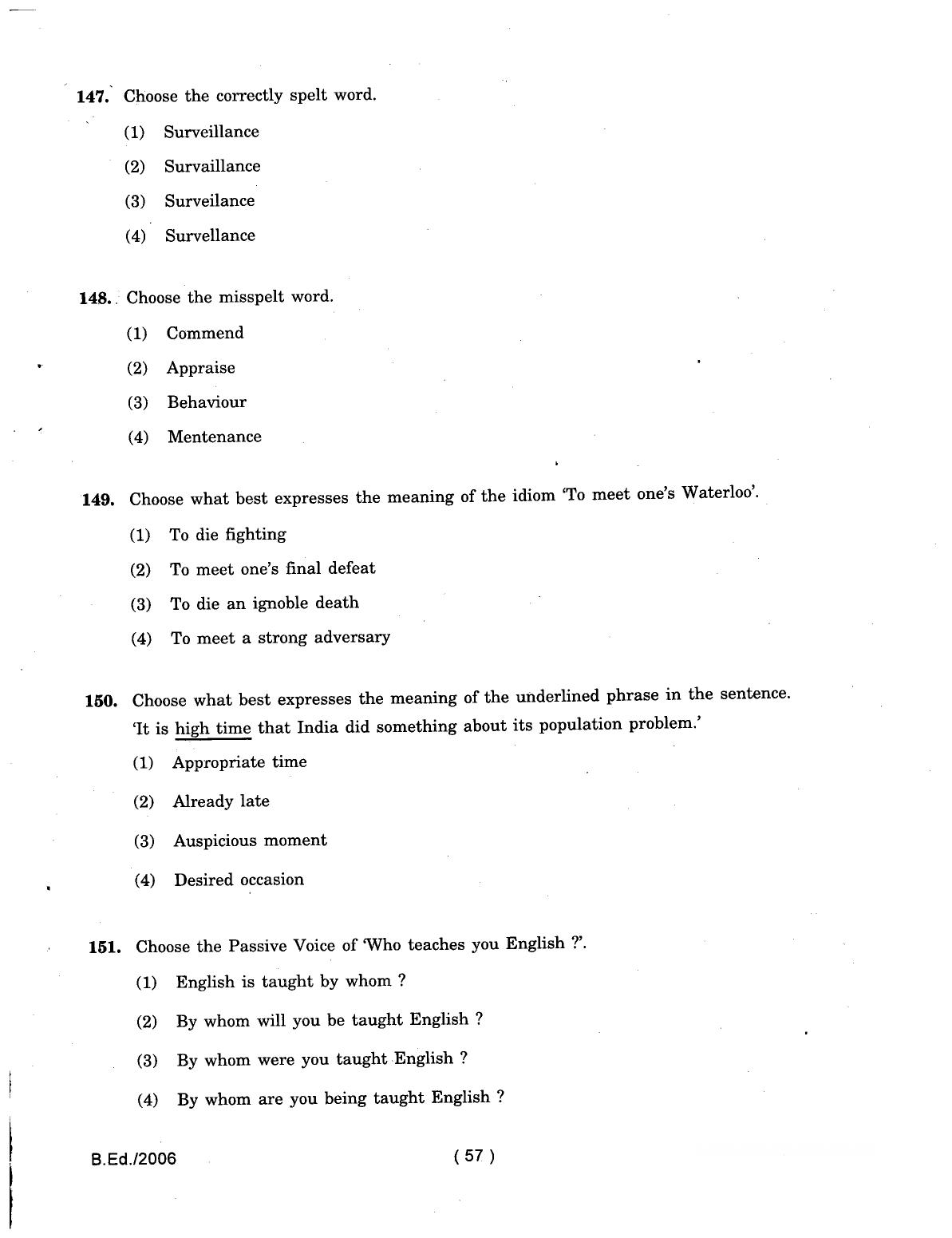 IGNOU B.Ed 2006 Question Paper - Page 57