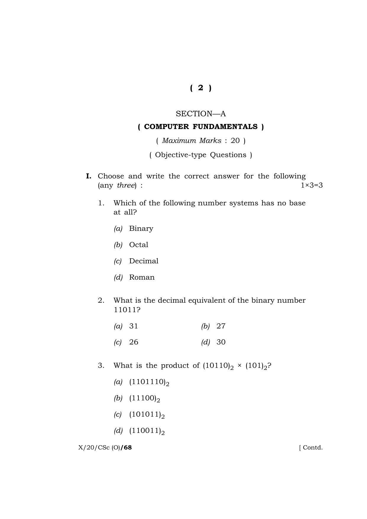 Meghalaya Board (MBOSE) Class 10 COMPUTER SCIENCE ( Old Course ) 2020 Question Paper - Page 2