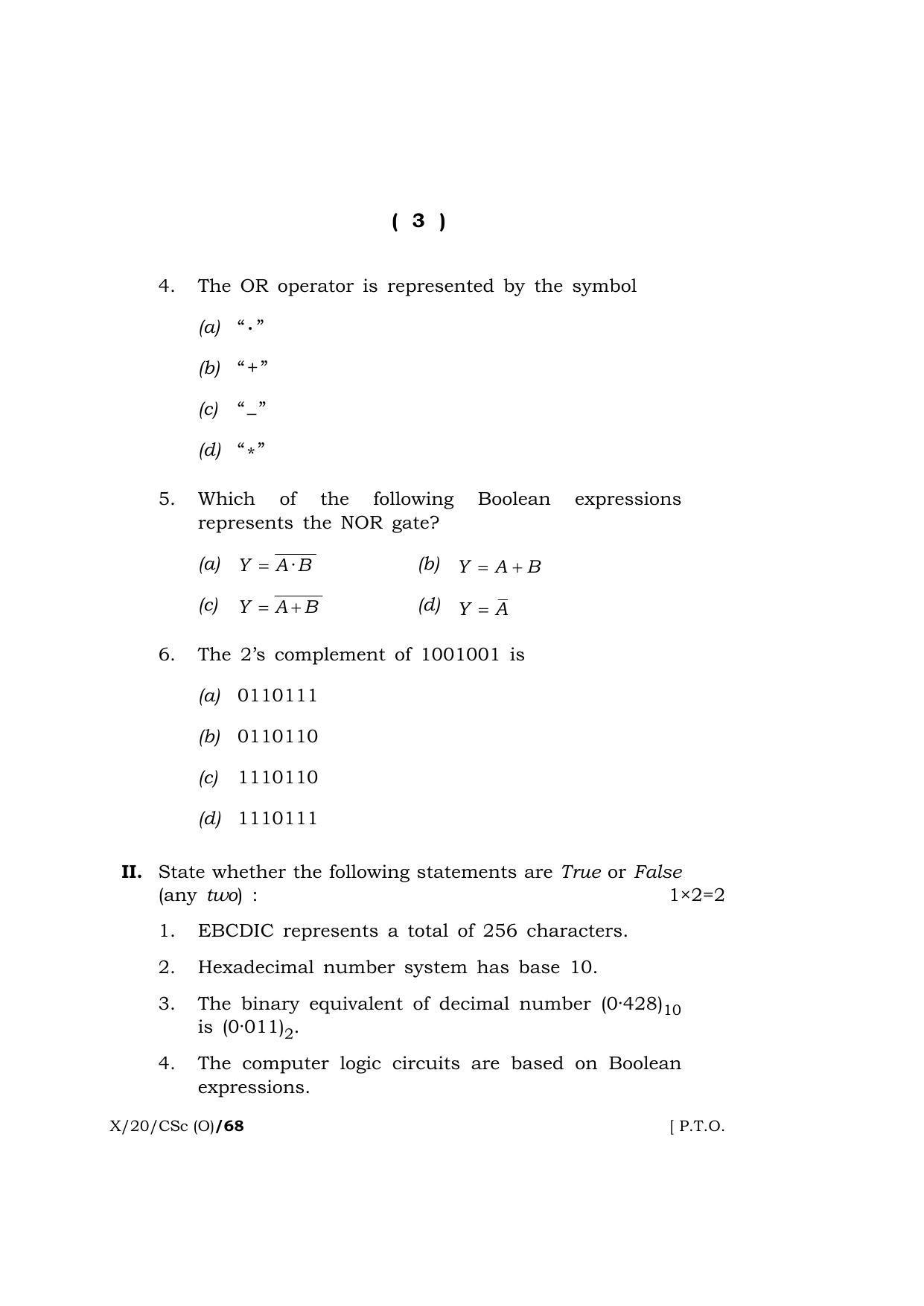 Meghalaya Board (MBOSE) Class 10 COMPUTER SCIENCE ( Old Course ) 2020 Question Paper - Page 3
