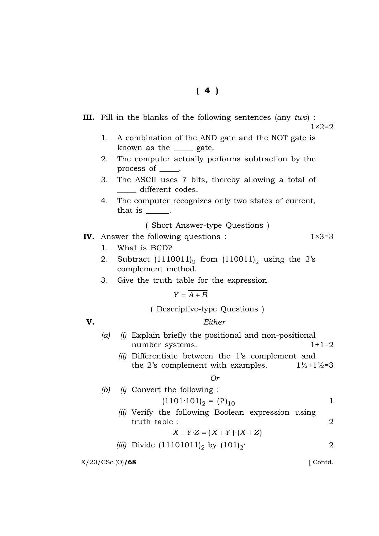 Meghalaya Board (MBOSE) Class 10 COMPUTER SCIENCE ( Old Course ) 2020 Question Paper - Page 4
