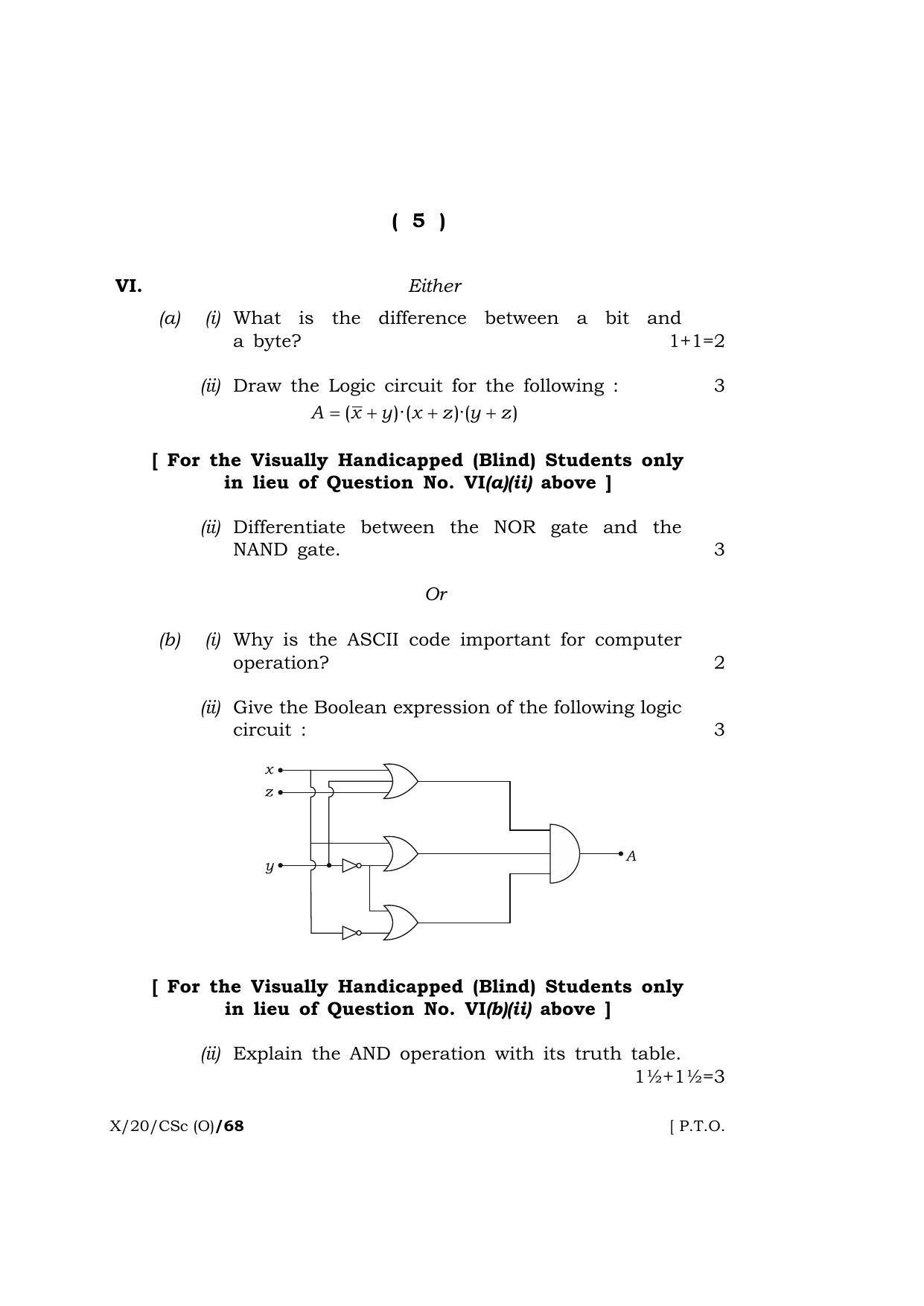 Meghalaya Board (MBOSE) Class 10 COMPUTER SCIENCE ( Old Course ) 2020 Question Paper - Page 5