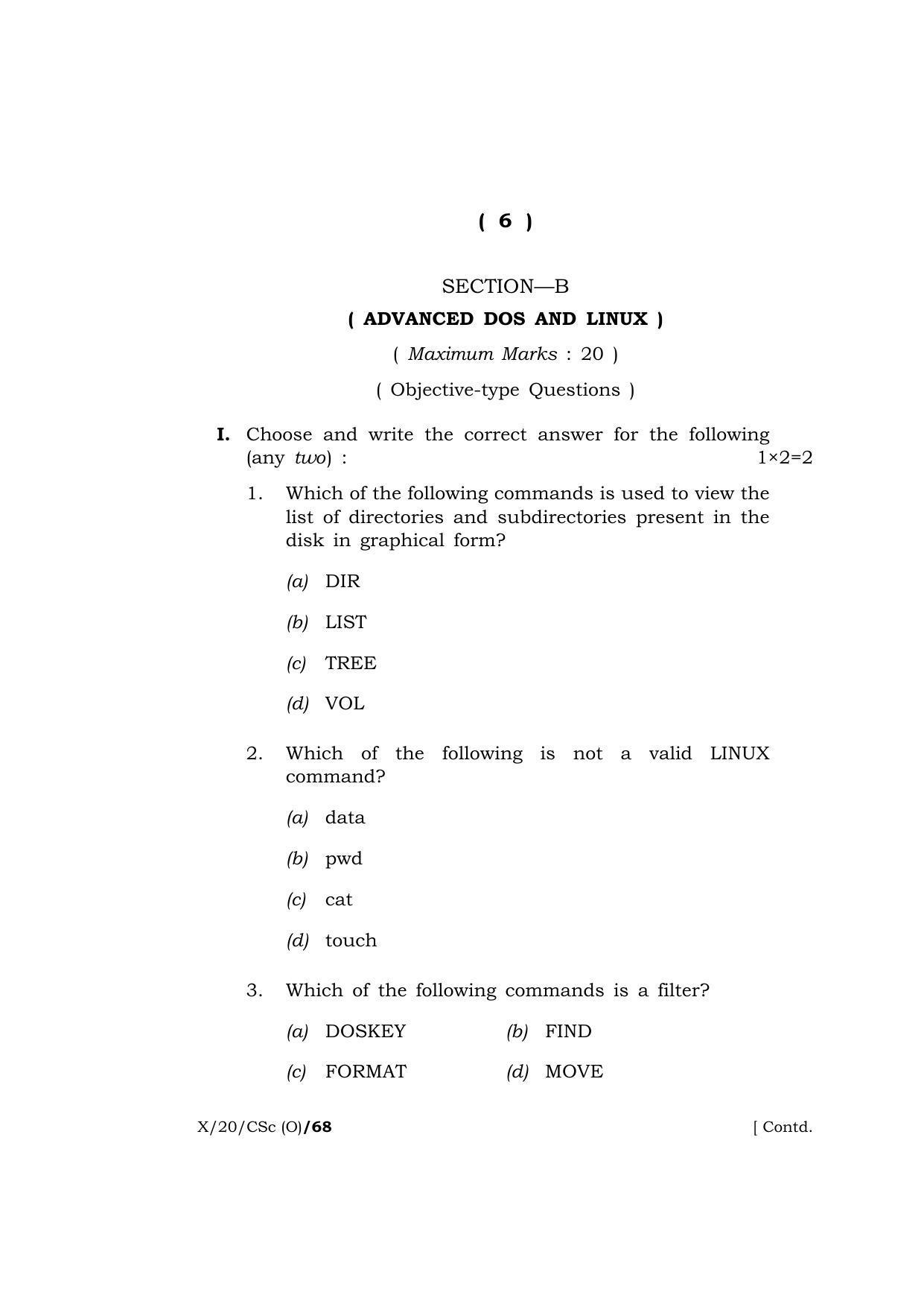 Meghalaya Board (MBOSE) Class 10 COMPUTER SCIENCE ( Old Course ) 2020 Question Paper - Page 6