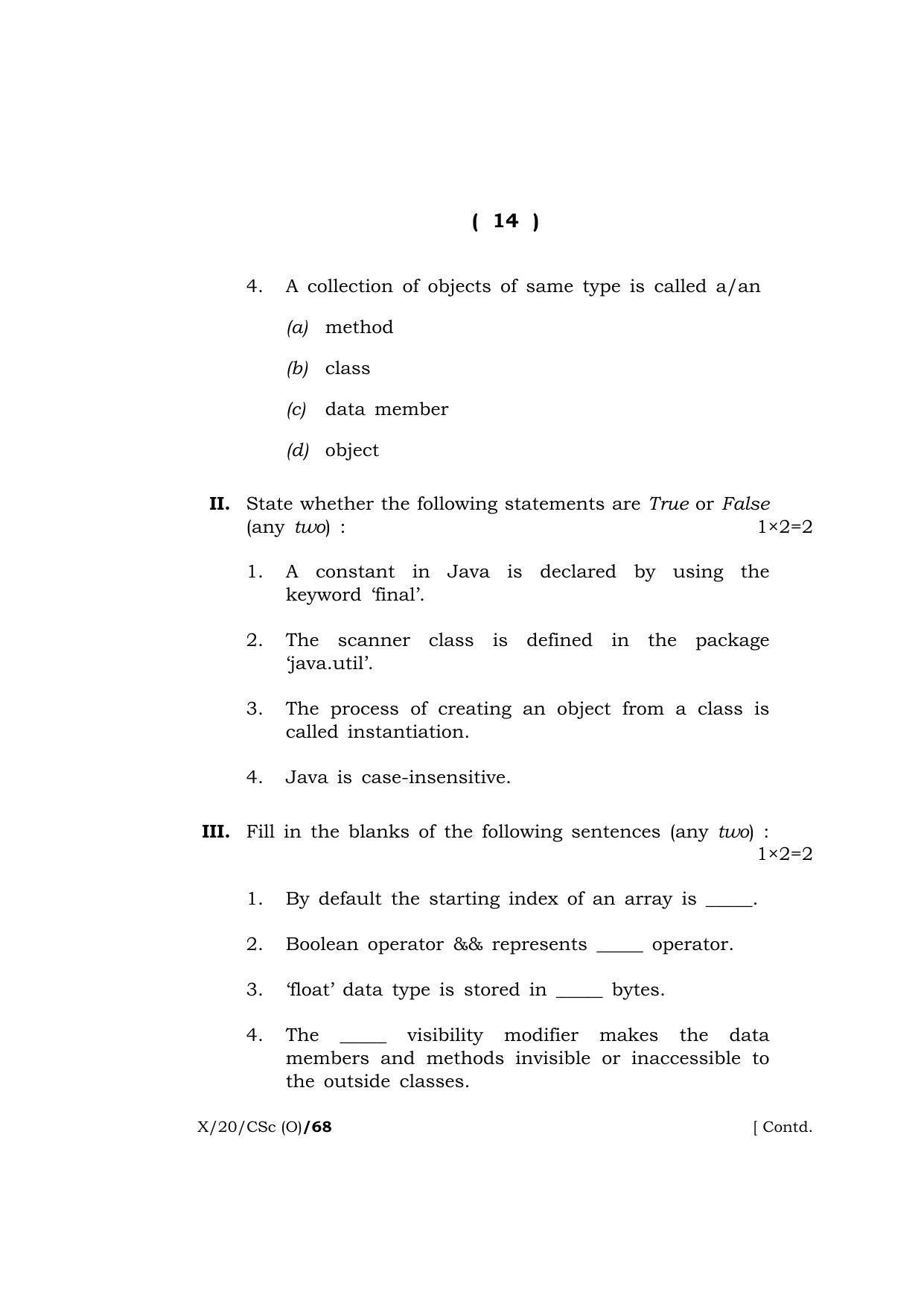 Meghalaya Board (MBOSE) Class 10 COMPUTER SCIENCE ( Old Course ) 2020 Question Paper - Page 14