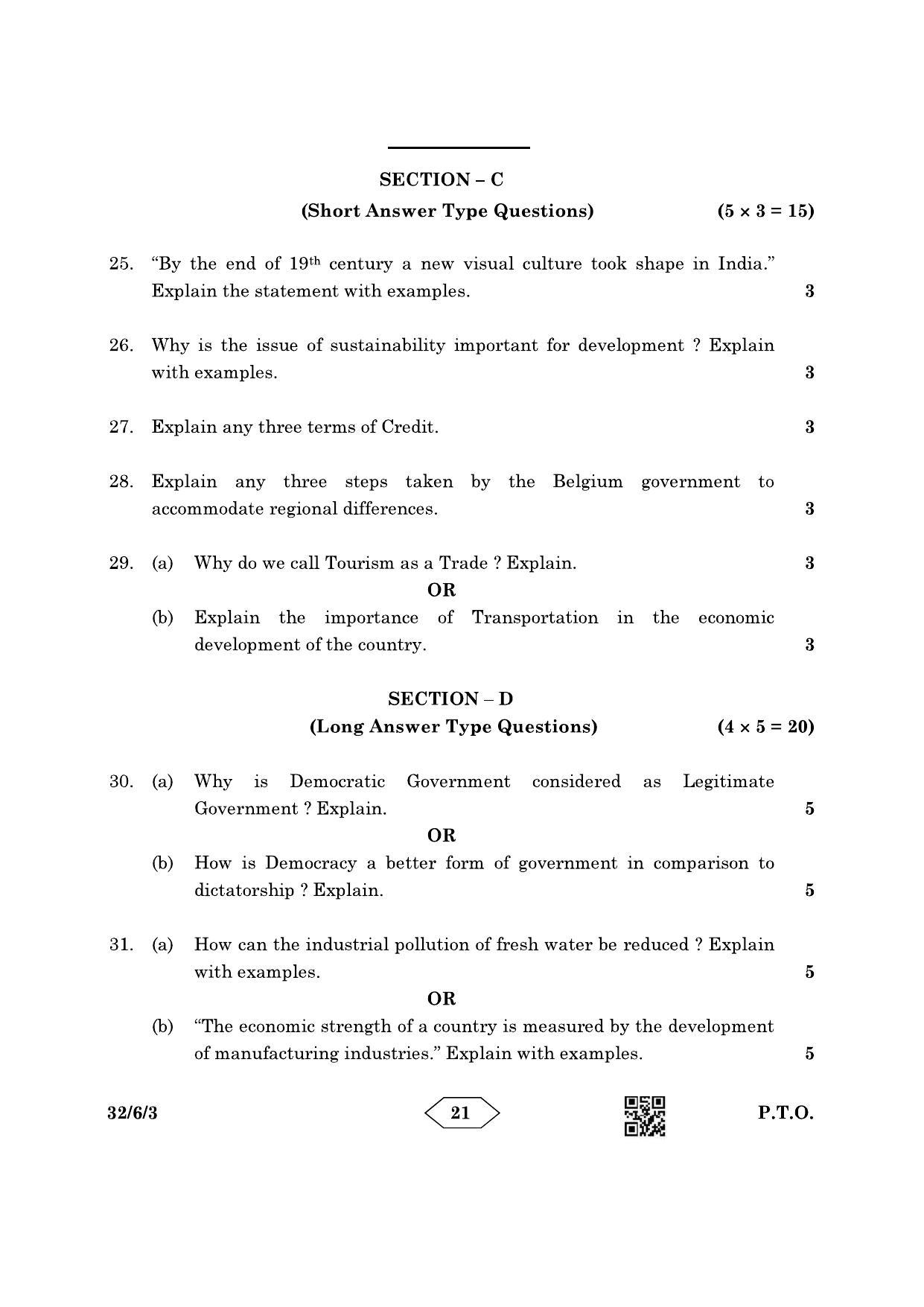 CBSE Class 10 32-6-3 Social Science 2023 Question Paper - Page 21