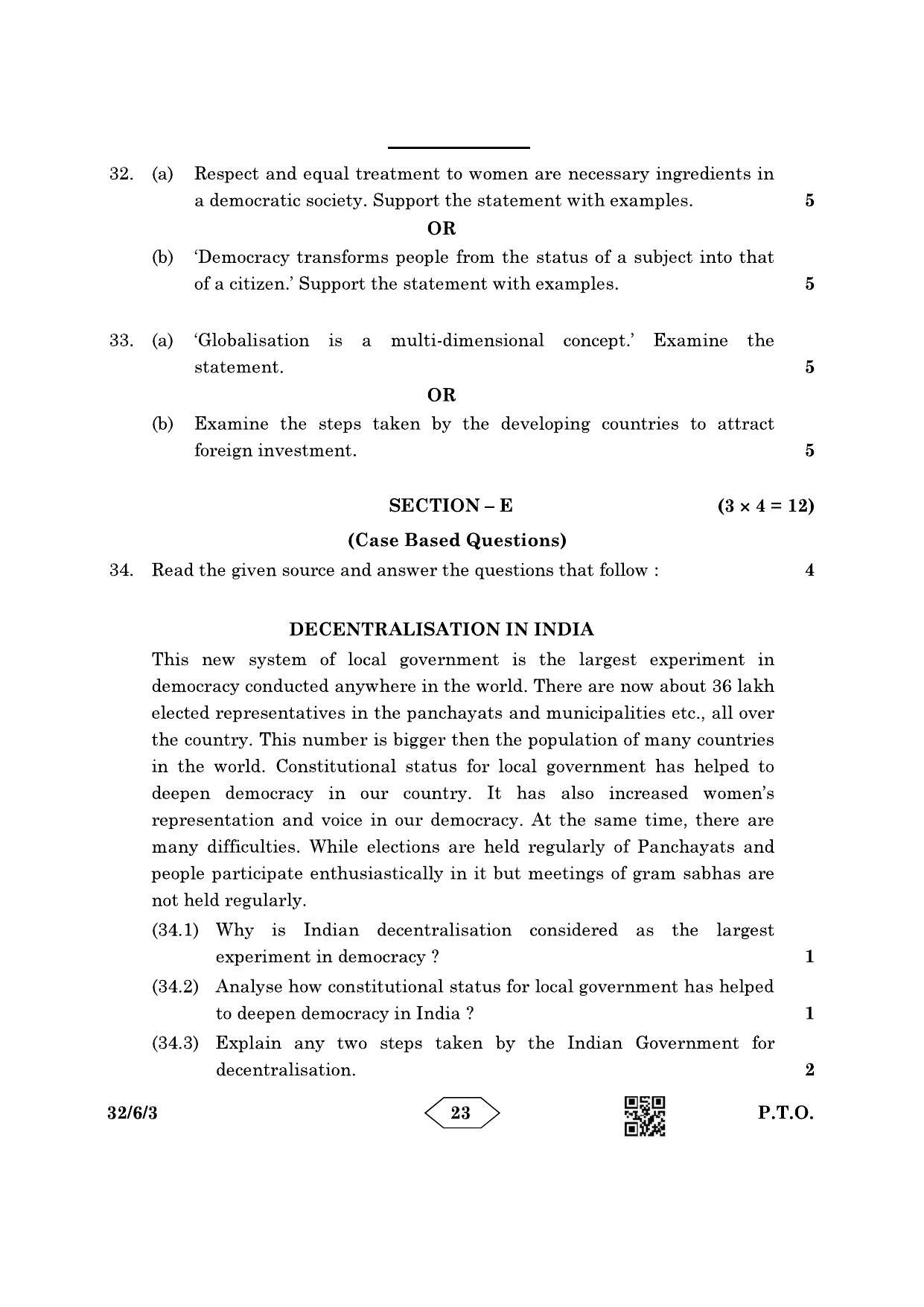 CBSE Class 10 32-6-3 Social Science 2023 Question Paper - Page 23