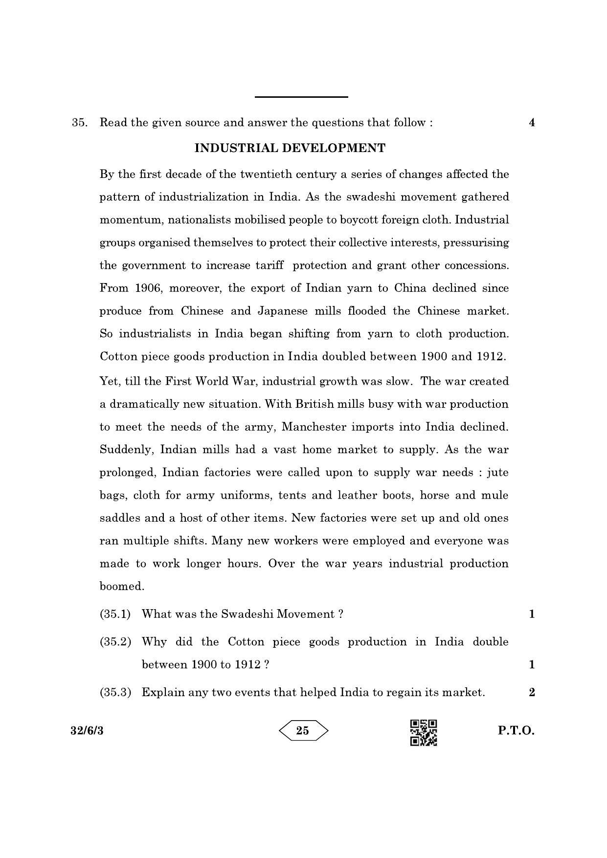 CBSE Class 10 32-6-3 Social Science 2023 Question Paper - Page 25