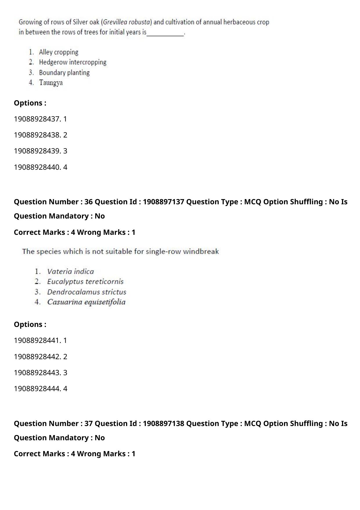 ICAR AIEEA PG 2021 FORESTRY AGROFORESTRY SILVICULTURE Question Paper - Page 19