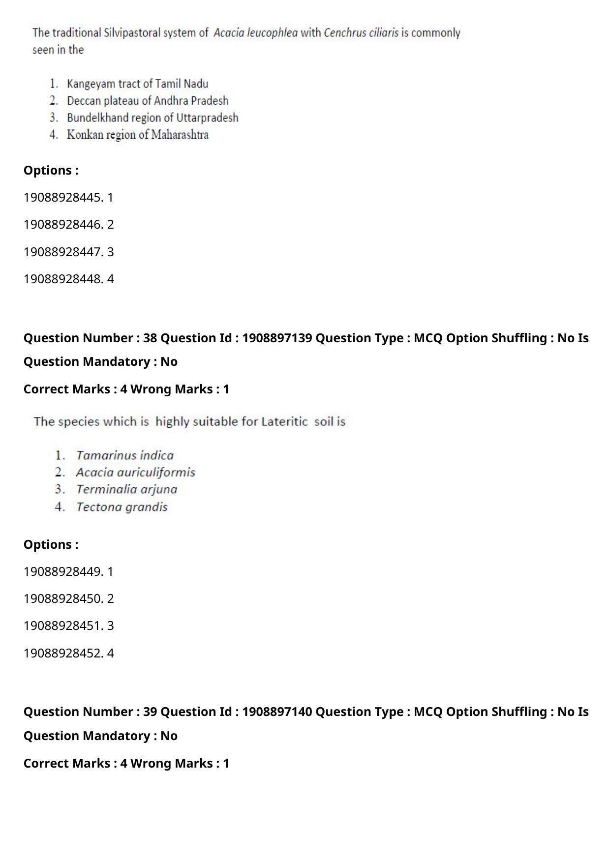 ICAR AIEEA PG 2021 FORESTRY AGROFORESTRY SILVICULTURE Question Paper - Page 20