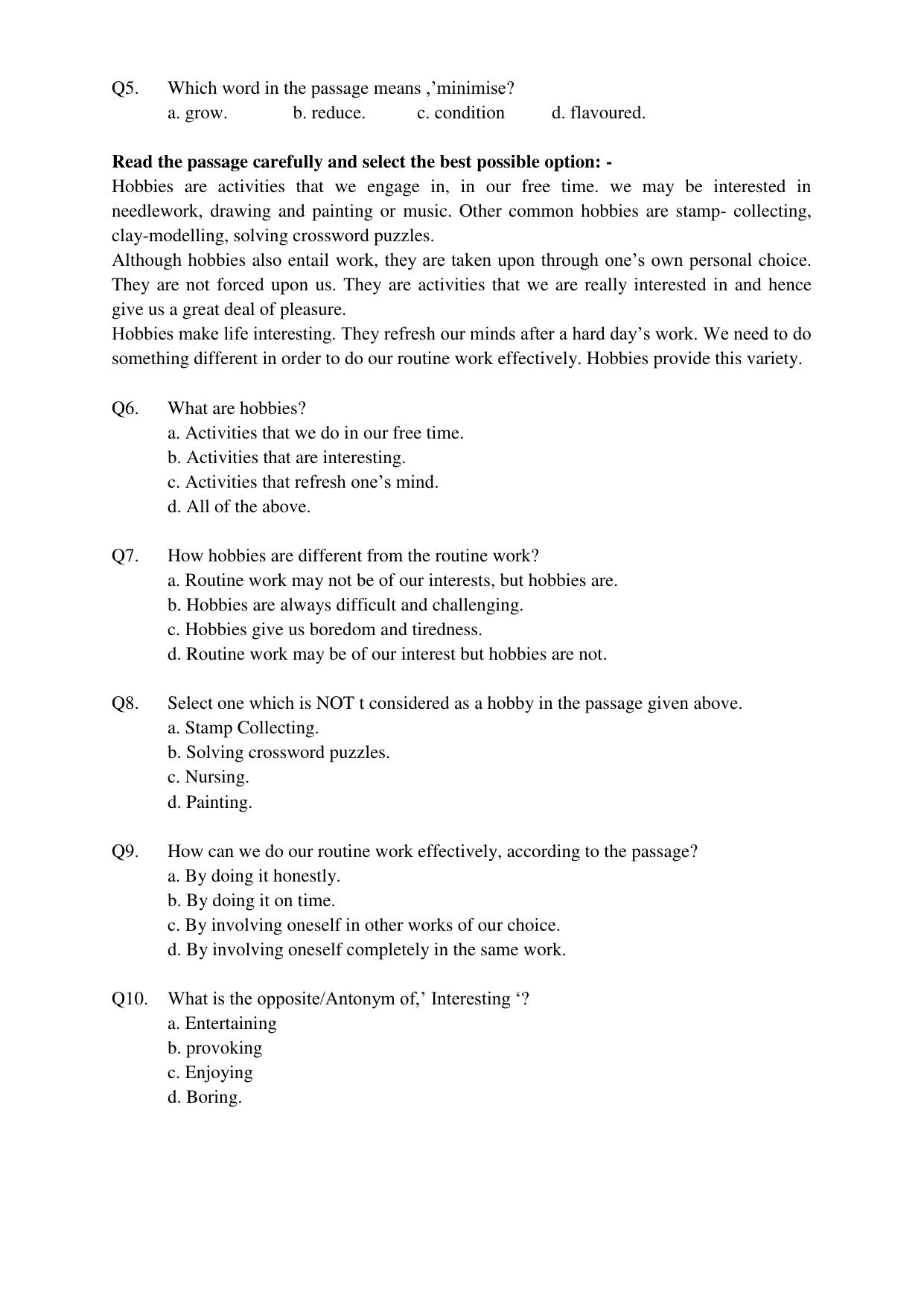 JAC Board Class 9th 2022 Term 1 English Set 2 Model Paper - Page 2