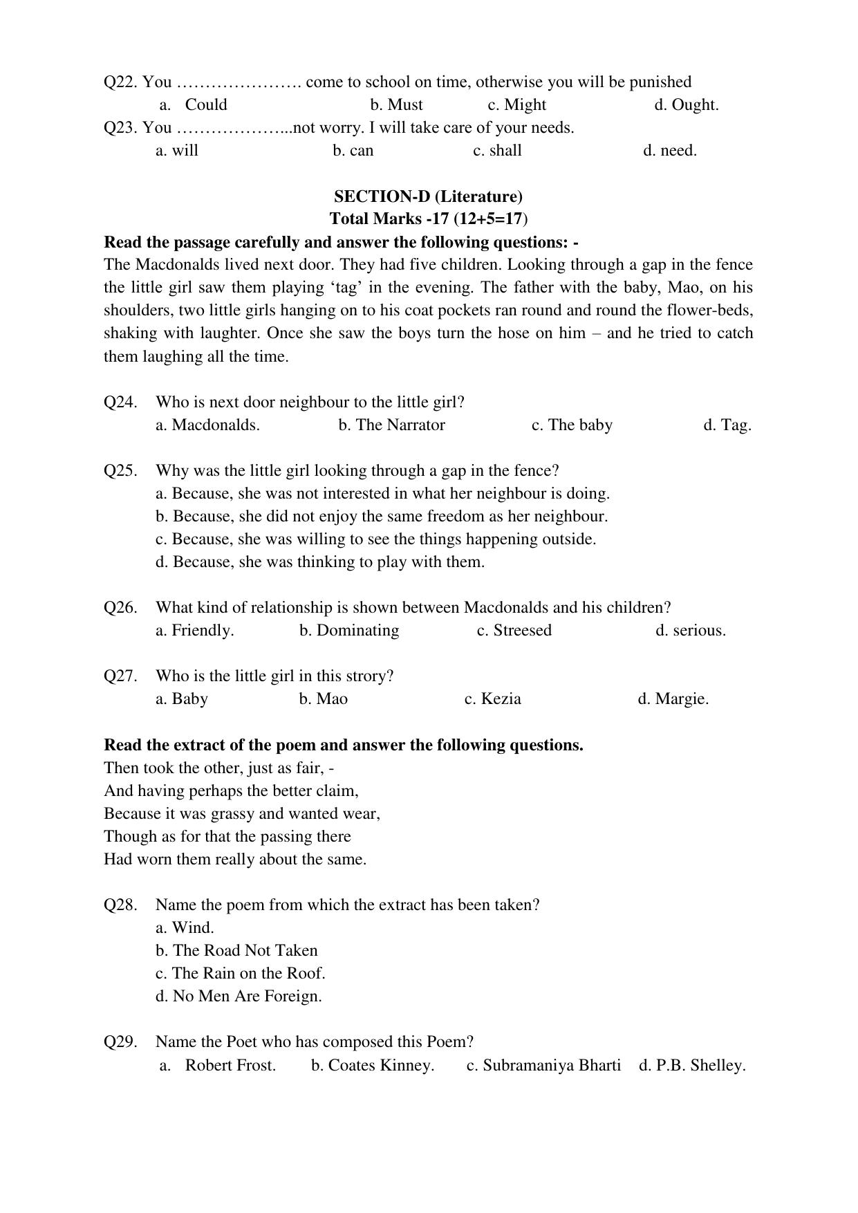 JAC Board Class 9th 2022 Term 1 English Set 2 Model Paper - Page 4