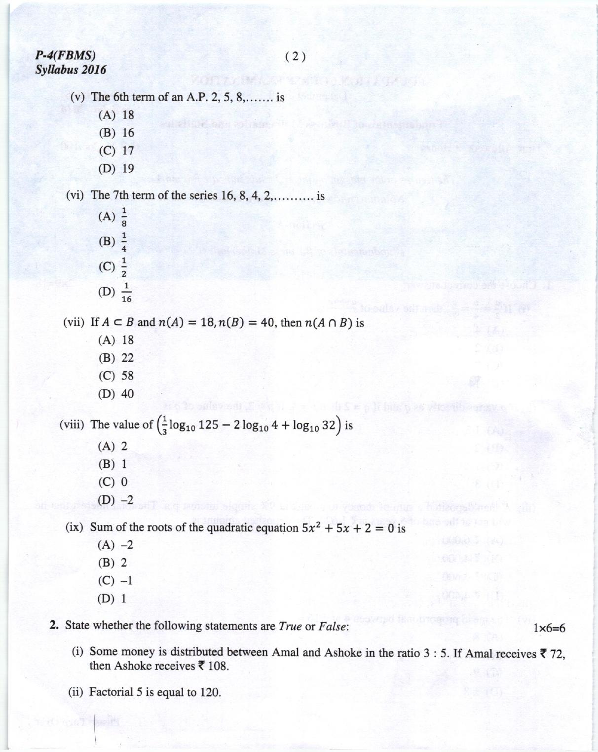 ICMAI Dec.2018 Fundamentals of Business Mathematics and Statistics Question Paper - Page 2
