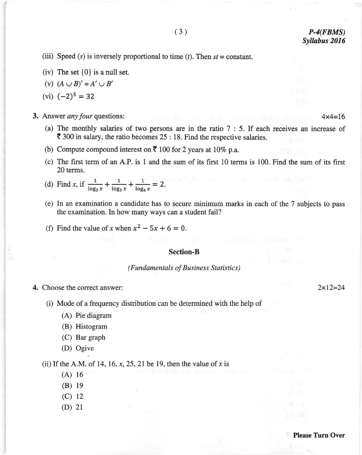 ICMAI Dec.2018 Fundamentals of Business Mathematics and Statistics Question Paper - Page 3