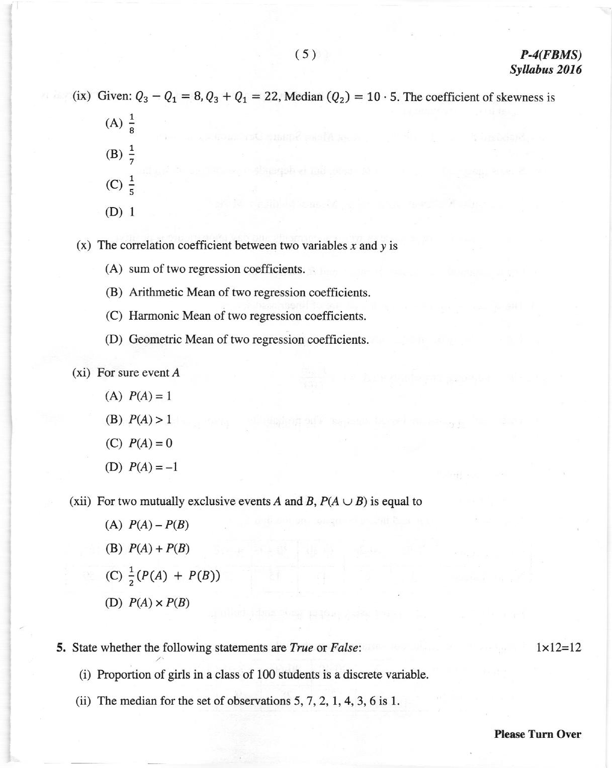 ICMAI Dec.2018 Fundamentals of Business Mathematics and Statistics Question Paper - Page 5
