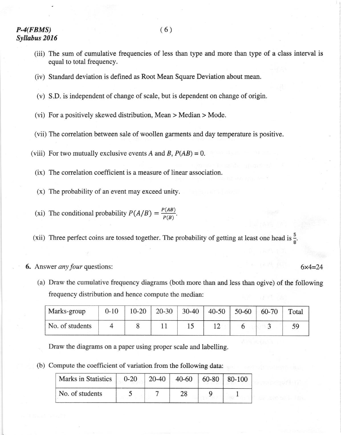 ICMAI Dec.2018 Fundamentals of Business Mathematics and Statistics Question Paper - Page 6