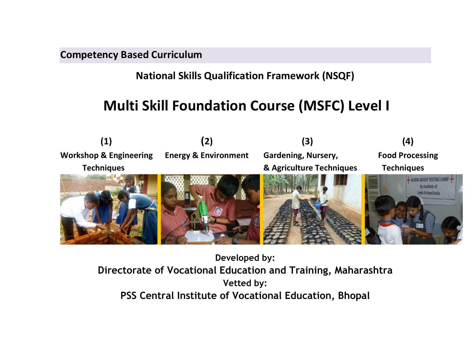 Maharashtra SSC Multi Skill Foundation Course (MSFC) Level I Syllabus - Page 1