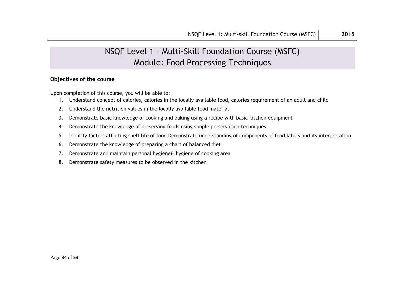 Maharashtra SSC Multi Skill Foundation Course (MSFC) Level I Syllabus - Page 34
