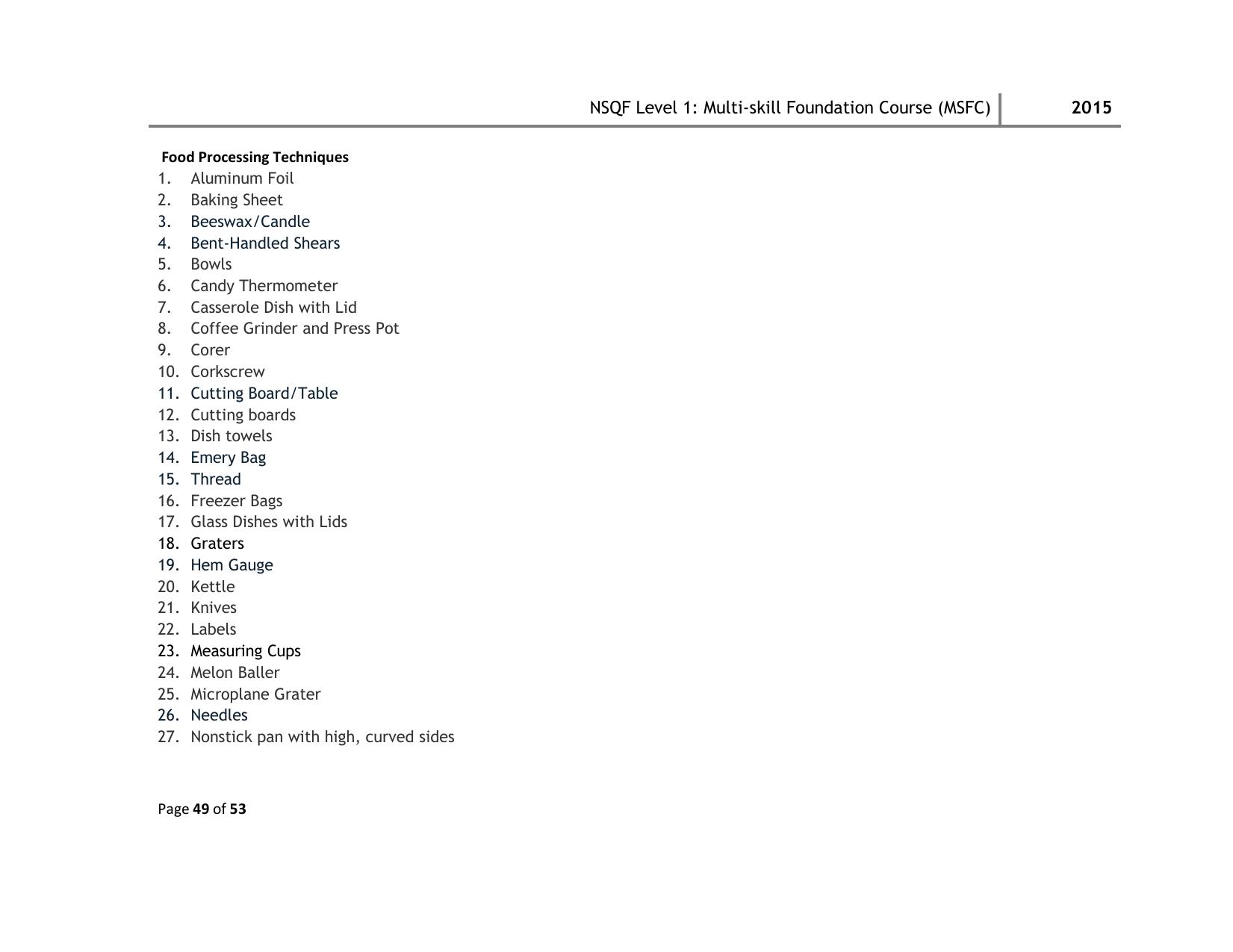 Maharashtra SSC Multi Skill Foundation Course (MSFC) Level I Syllabus - Page 49